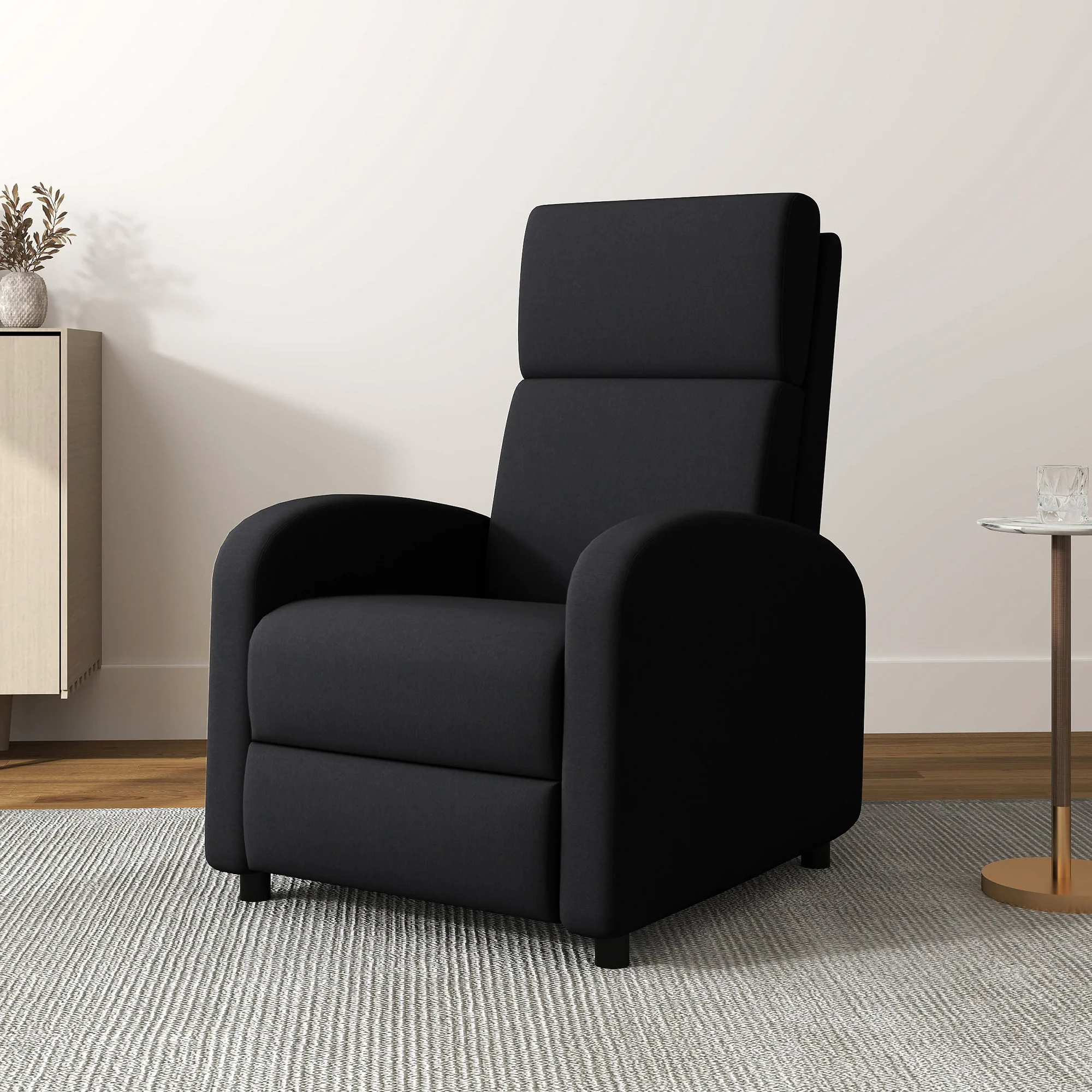 Fauteuil relax fauteuil de relaxation inclinable salon avec dossier réglable jusqu'à 160° manuellement, repose-pieds intégré pour salon chambre bureau home cinéma, charge 120 kg, noir - Image 3