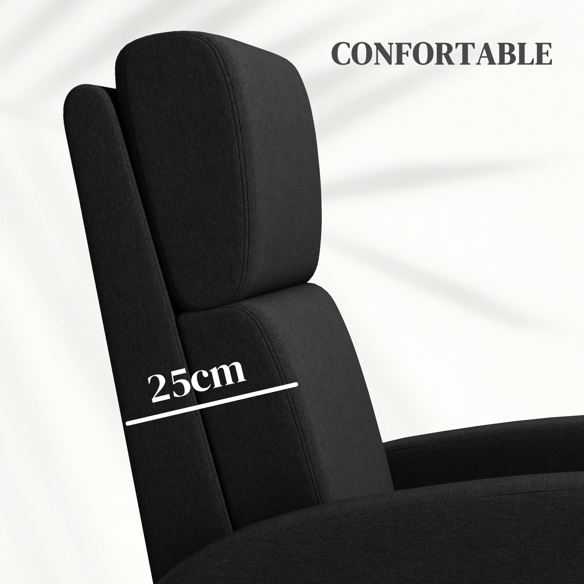 Fauteuil relax fauteuil de relaxation inclinable salon avec dossier réglable jusqu'à 160° manuellement, repose-pieds intégré pour salon chambre bureau home cinéma, charge 120 kg, noir - Image 7