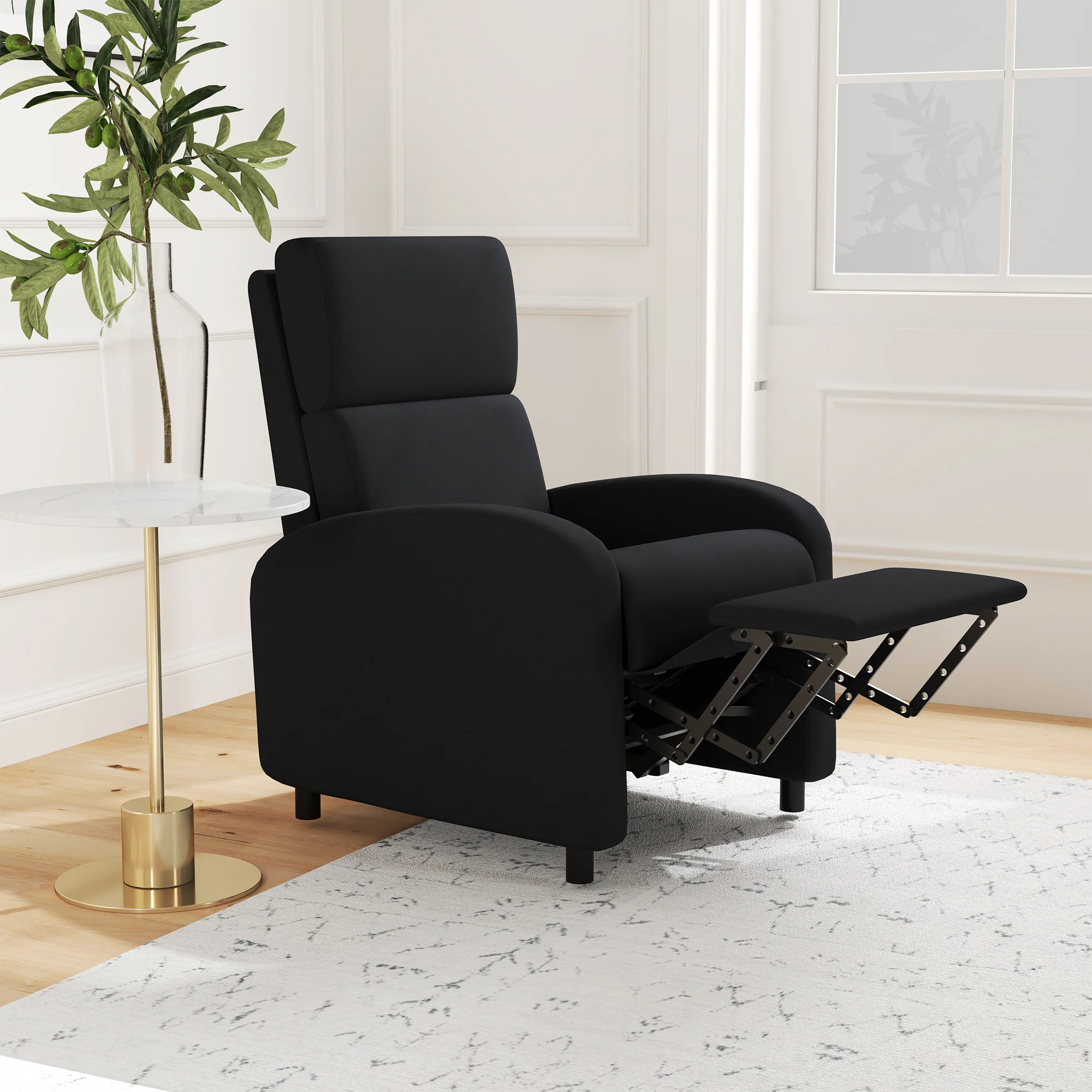 Fauteuil relax fauteuil de relaxation inclinable salon avec dossier réglable jusqu'à 160° manuellement, repose-pieds intégré pour salon chambre bureau home cinéma, charge 120 kg, noir - Image 9