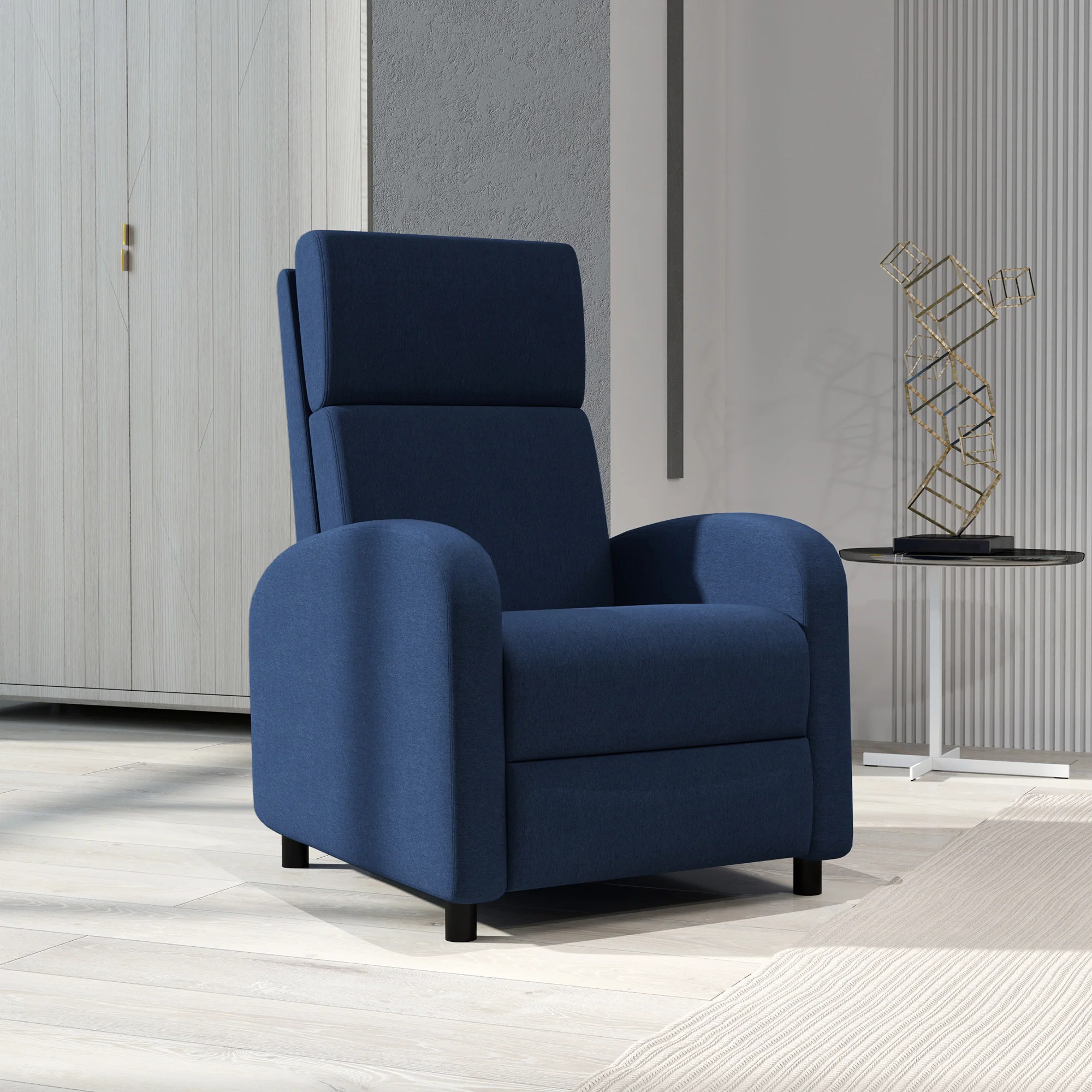 Fauteuil relax fauteuil de relaxation inclinable salon avec dossier réglable jusqu'à 160° manuellement, repose-pieds intégré pour salon chambre bureau home cinéma, charge 120 kg, bleu - Image 10