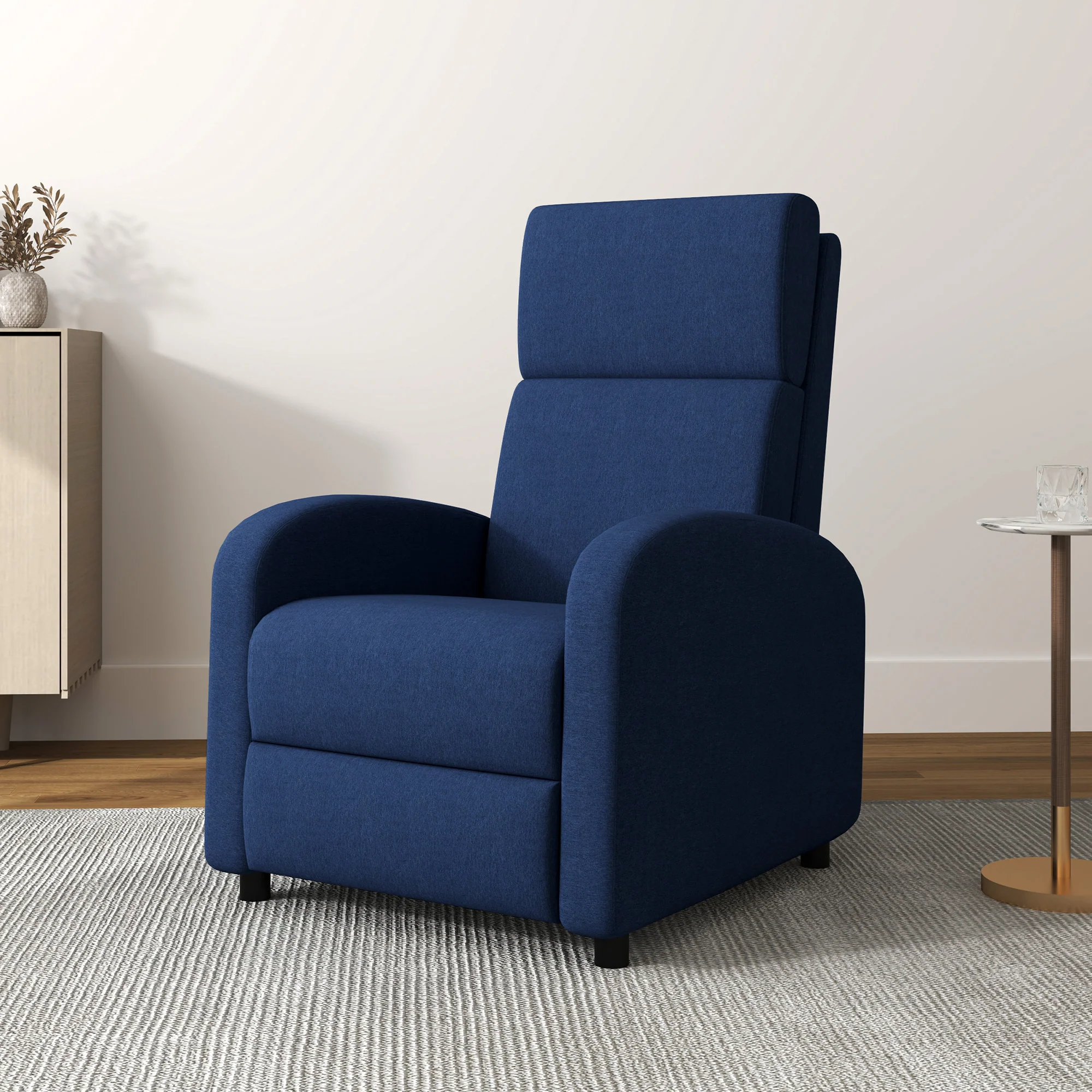 Fauteuil relax fauteuil de relaxation inclinable salon avec dossier réglable jusqu'à 160° manuellement, repose-pieds intégré pour salon chambre bureau home cinéma, charge 120 kg, bleu - Image 3