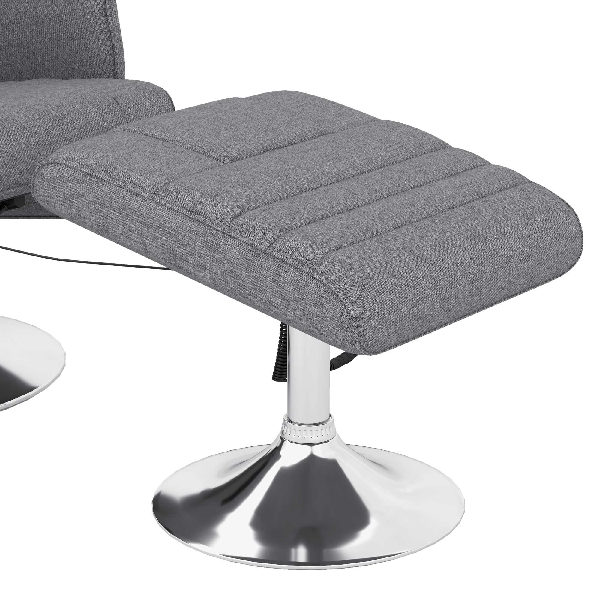 Fauteuil relax massant par vibrations avec pouf, fauteuil TV avec fonction chaise longue, siège pivotant à 360° assise rembourrée confortable, pour salon, chambre, tissu effet lin, gris foncé - Image 9