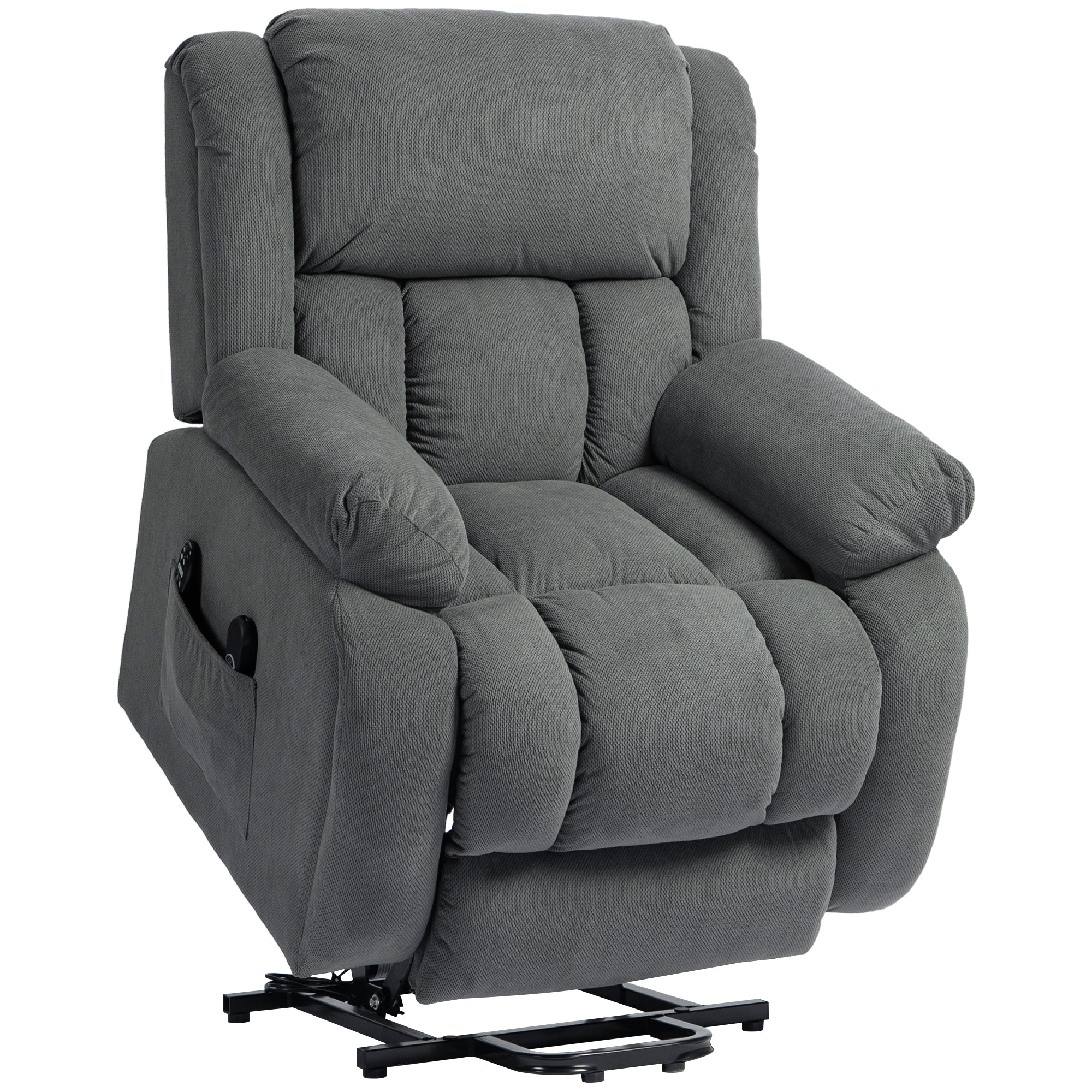Fauteuil releveur électrique avec fonction massage et chauffage, fauteuil relax électrique avec dossier inclinable, ports USB, télécommande, repose-pied et poche latérale, gris - Image 2