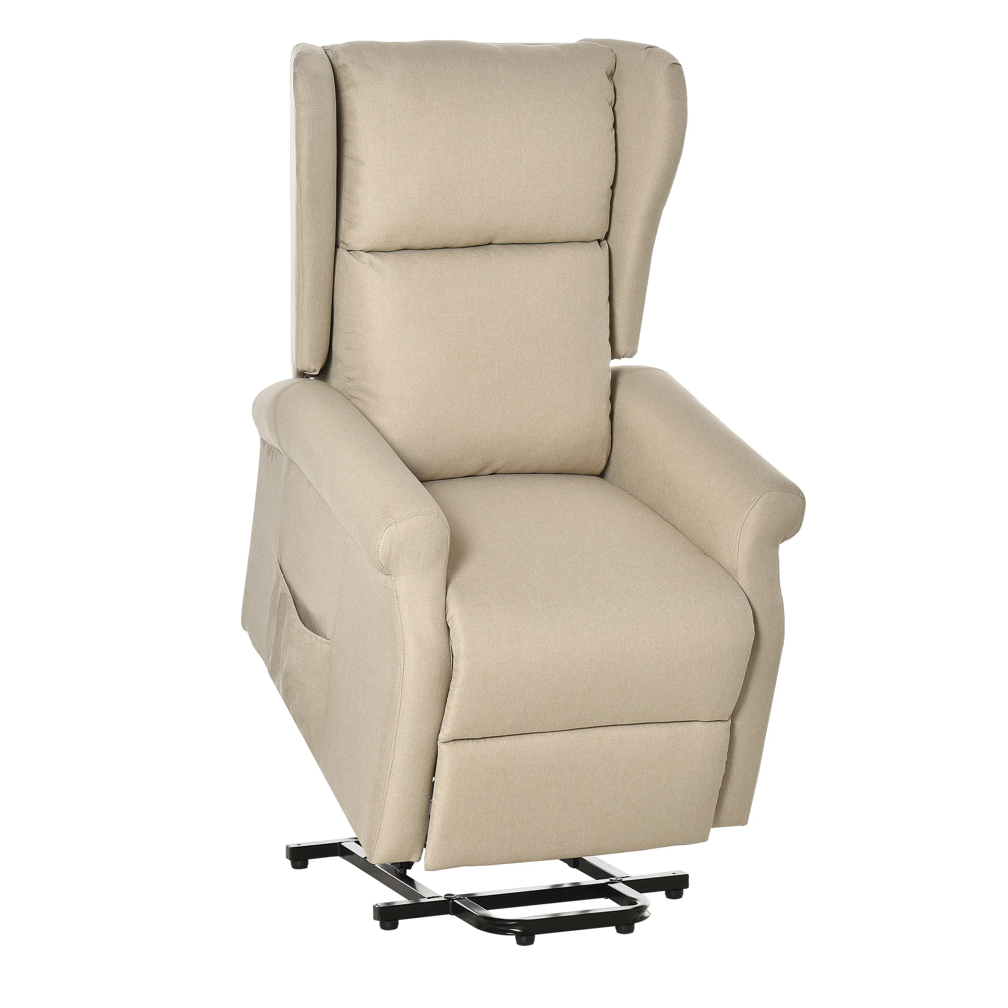 Fauteuil releveur inclinable avec Repose-Pied Fauteuil Relax électrique de Relaxation électrique Ajustable avec Télécommande et Poche latérale de Rangement Lin Crème - Image 11
