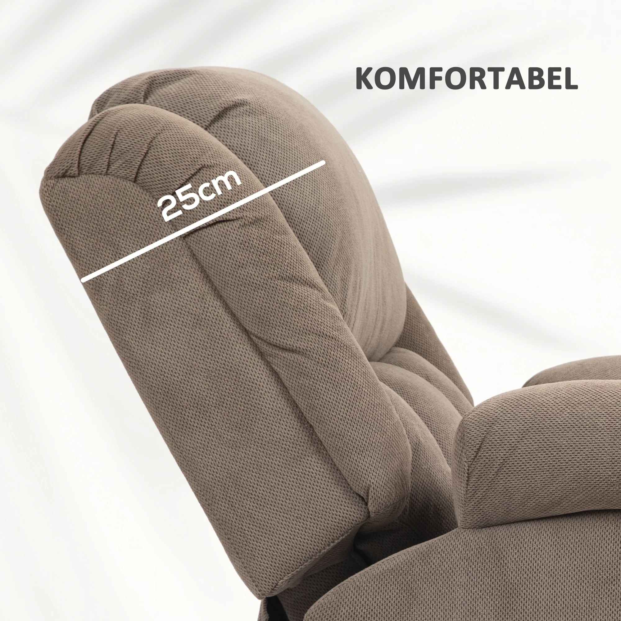 Fauteuil TV avec Aide au Lever Electrique Fauteuil Relaxant avec Fonction de Relaxation, Fonction de Massage, Sortie USB, Fauteuil TV avec Chauffage, Ressorts Ensachés, Télécommande et Poche Latérale, Marron Clair - Image 8