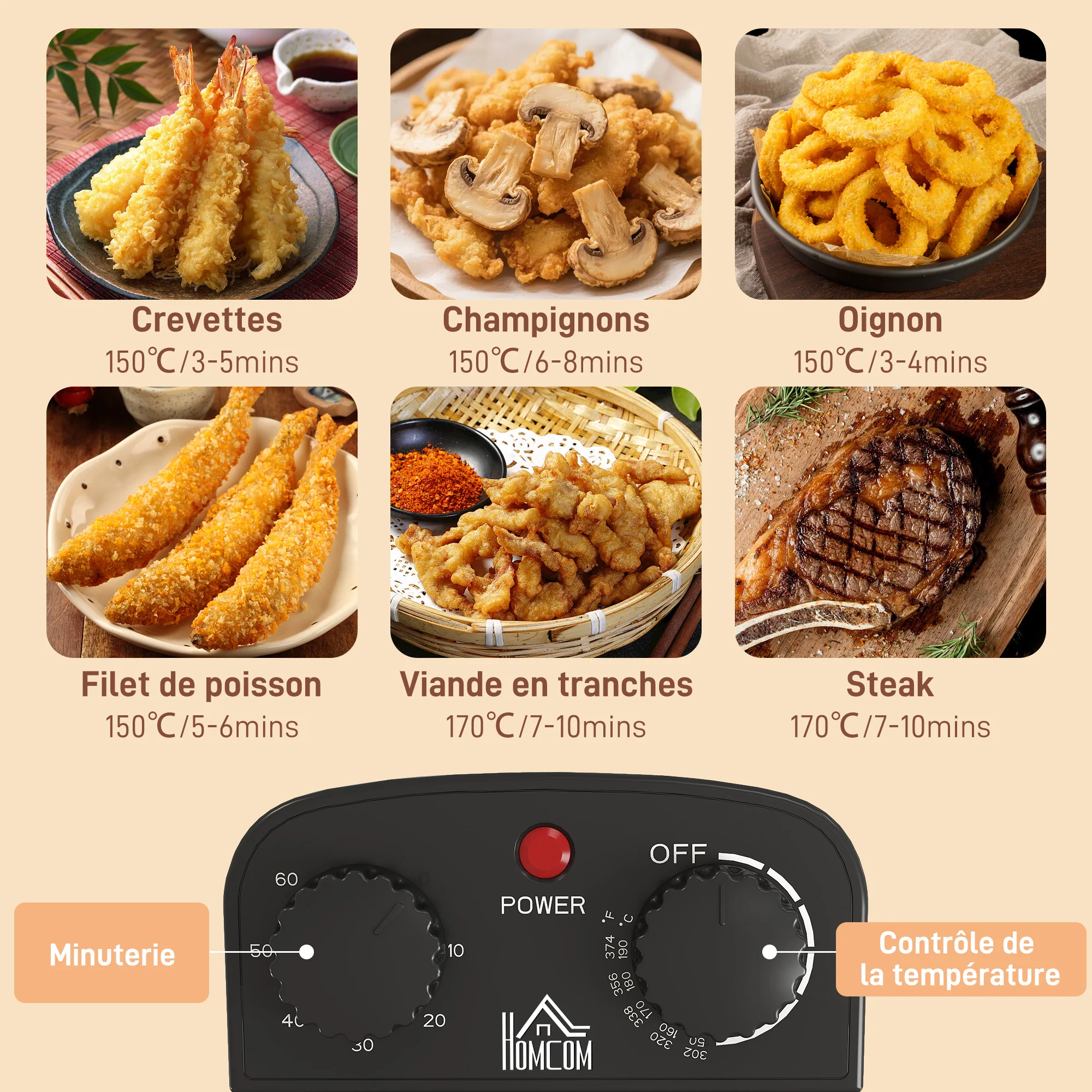 Friteuse 5 litres avec température et minuterie réglables, friteuse en acier inoxydable 2000 W avec panier à huile amovible et fenêtre de visualisation, pour frites et poulet frit - Image 5
