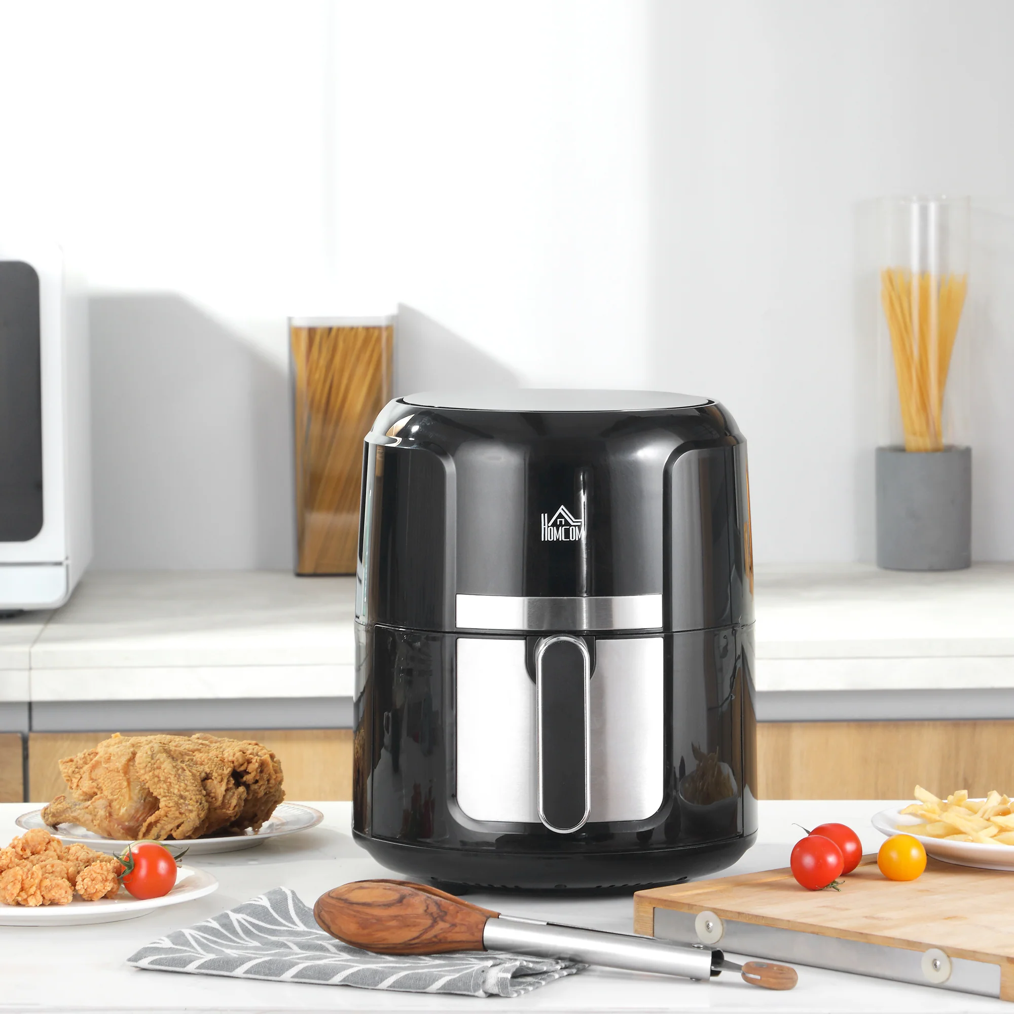 Friteuse sans huile 4 L, air fryer 1300 W 12 programmes, écran tactile, température réglable, arrêt automatique et panier antiadhésif, 85% de matières grasses en moins, sans BPA et PFOA, noir - Image 3