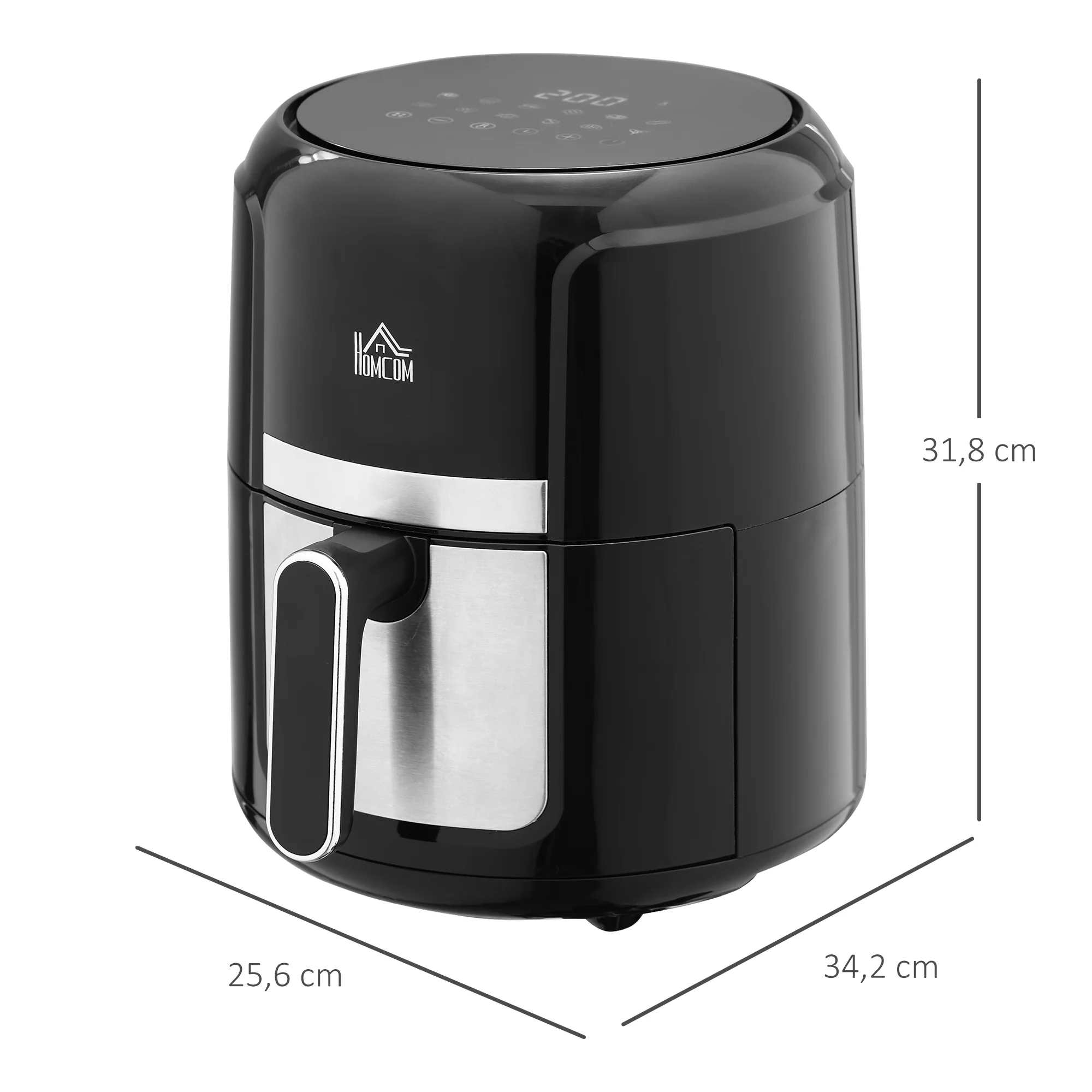 Friteuse sans huile 4 L, air fryer 1300 W 12 programmes, écran tactile, température réglable, arrêt automatique et panier antiadhésif, 85% de matières grasses en moins, sans BPA et PFOA, noir - Image 4