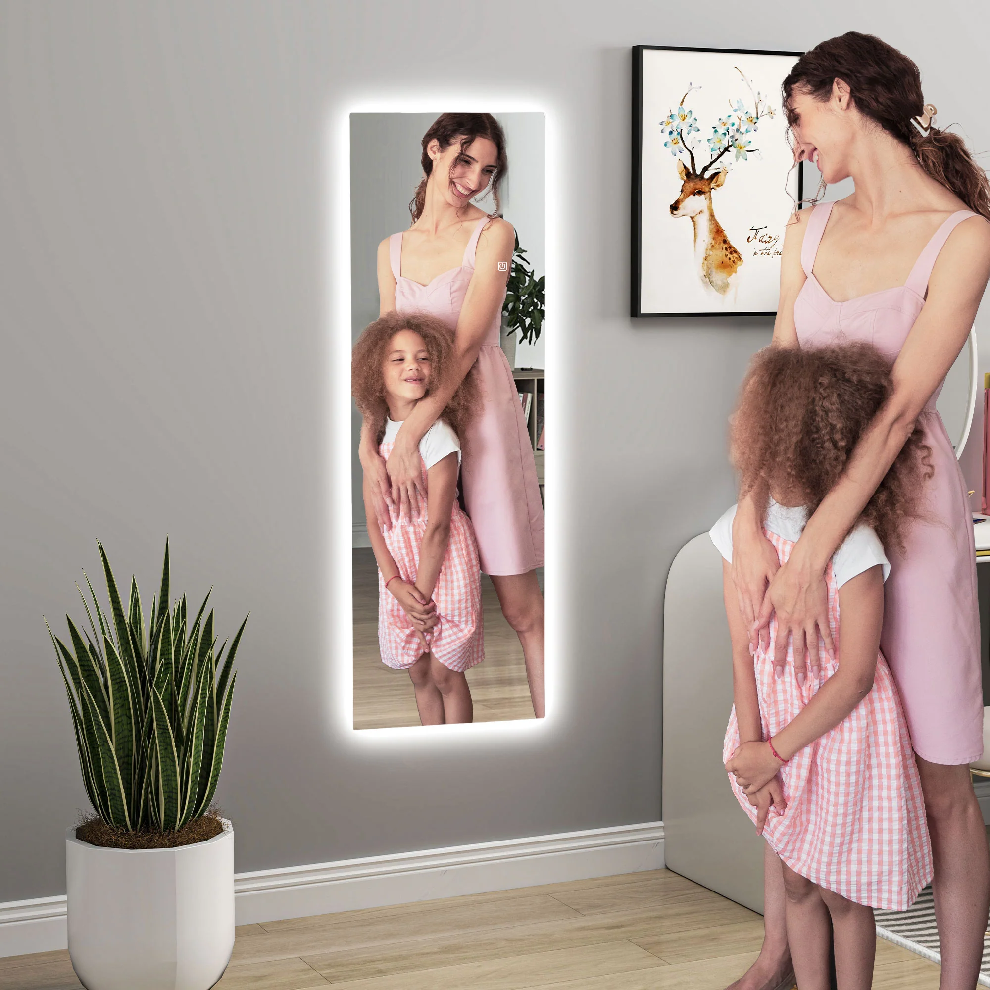 Grand miroir mural 120 x 40 cm avec éclairage LED miroir rectangulaire sans carde, anti-déflagrante, intensité variable et 3 couleurs d'éclairage, pour salon et chambre à coucher, transparent - Image 10