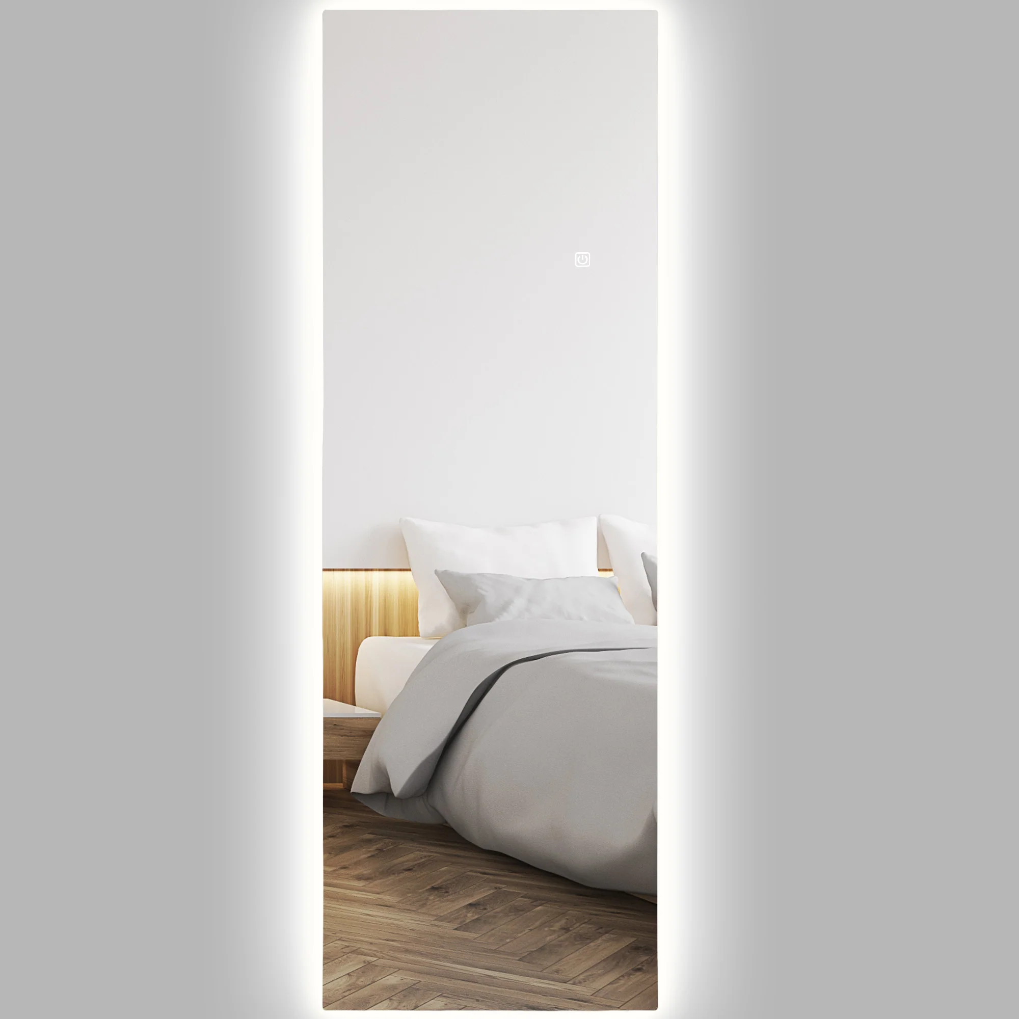 Grand miroir mural 120 x 40 cm avec éclairage LED miroir rectangulaire sans carde, anti-déflagrante, intensité variable et 3 couleurs d'éclairage, pour salon et chambre à coucher, transparent - Image 11
