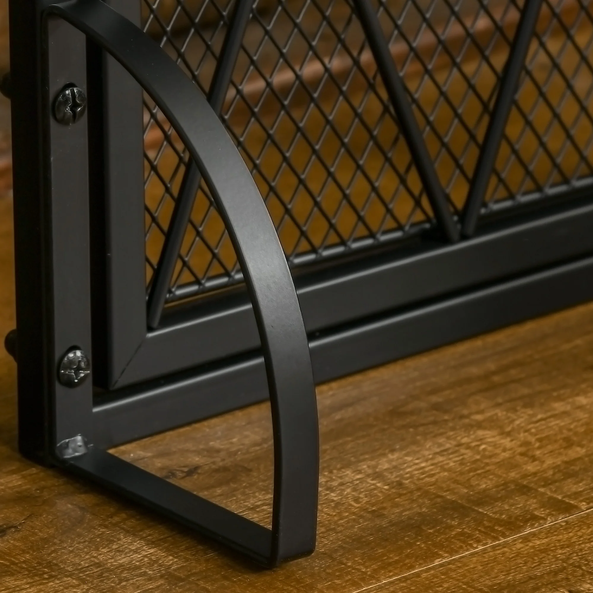 Grille de protection pour cheminée 120 x 79 cm - pare-feu pour cheminée ou poêle - pare-étincelles - barrière de sécurité - 3 volets pliables et porte - métal noir - Image 9