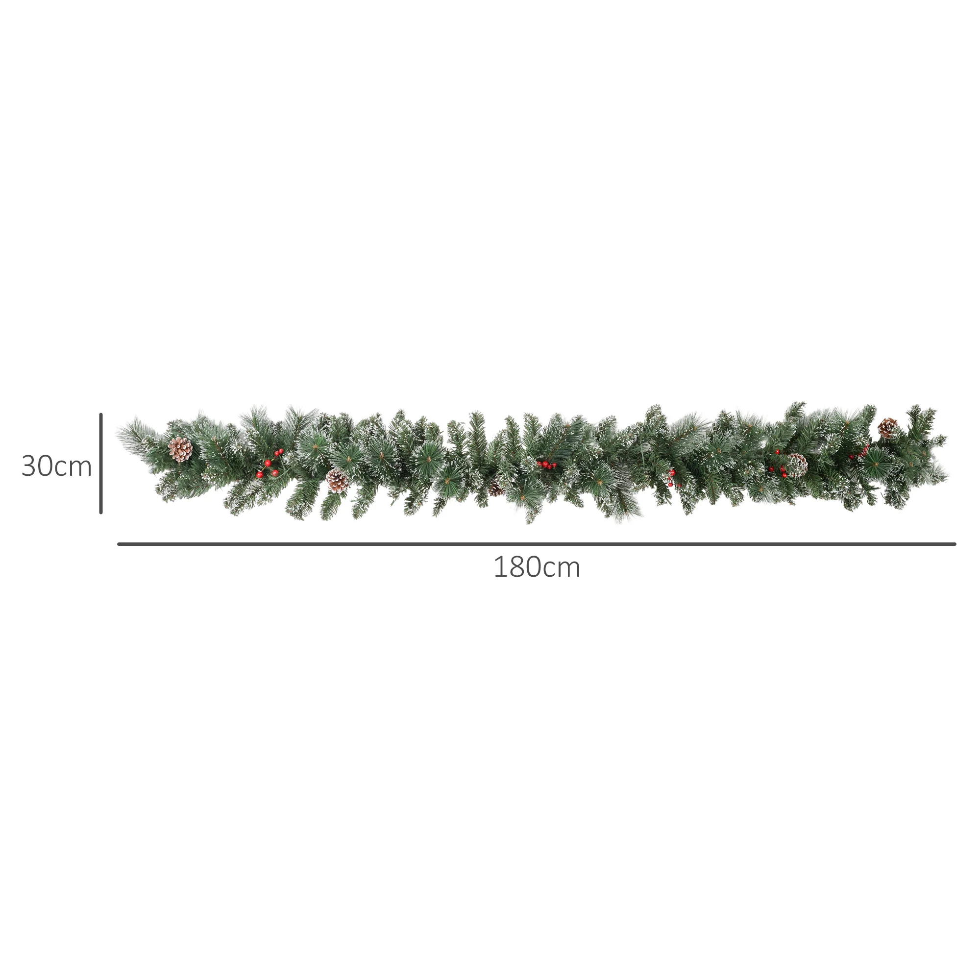 Guirlande de Noël artificielle lumineuse de 1,8 m décoration de Noël avec pommes de pin, grappes de baies, 50 lumières LED et minuterie pour escaliers, cheminées, vert - Image 4