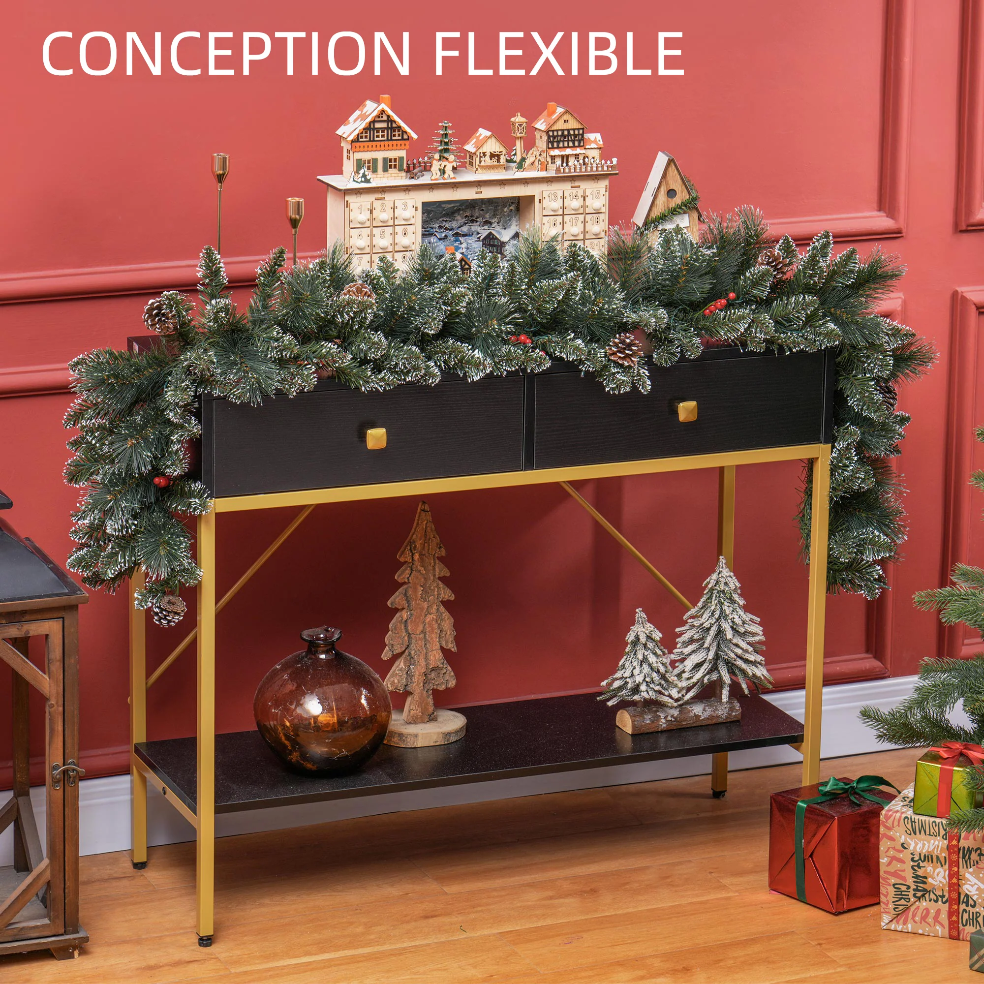 Guirlande de Noël artificielle lumineuse de 1,8 m décoration de Noël avec pommes de pin, grappes de baies, 50 lumières LED et minuterie pour escaliers, cheminées, vert - Image 7