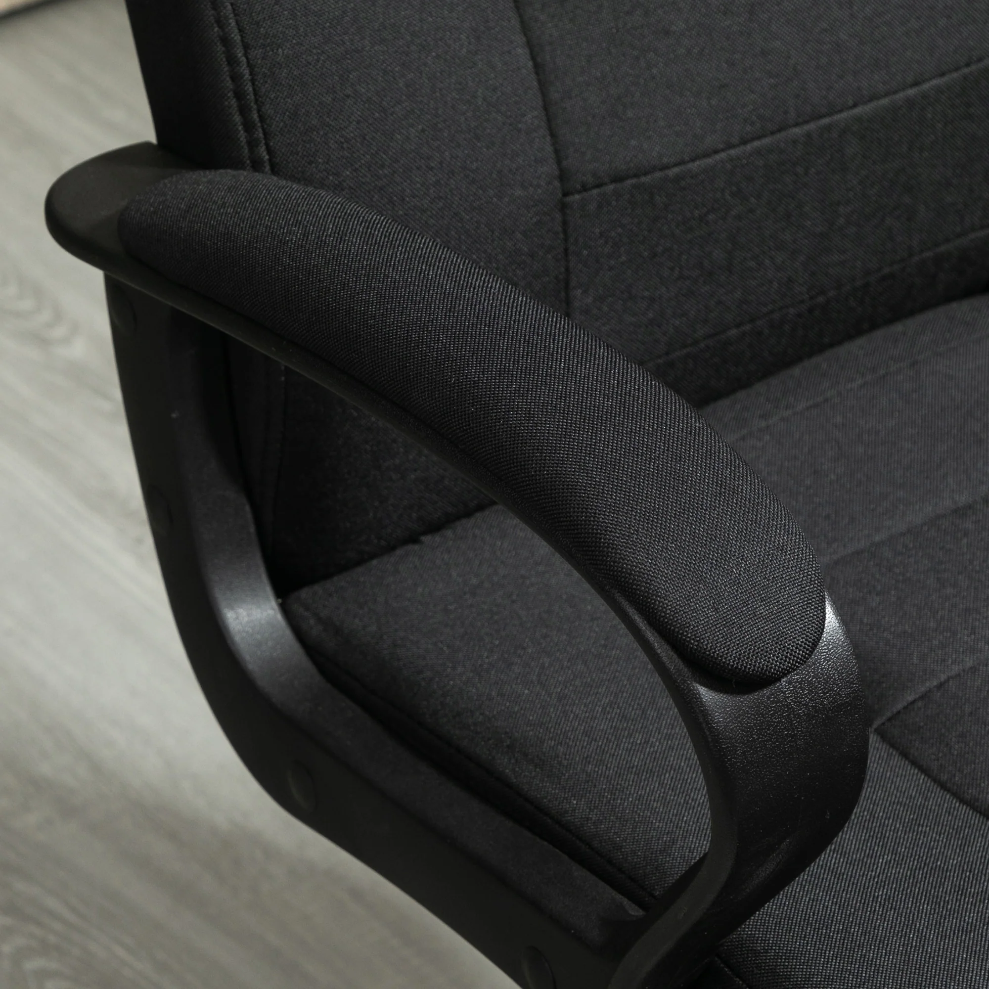 HOMCOM Fauteuil de bureau à roulettes chaise manager ergonomique pivotante hauteur réglable lin noir - Image 10