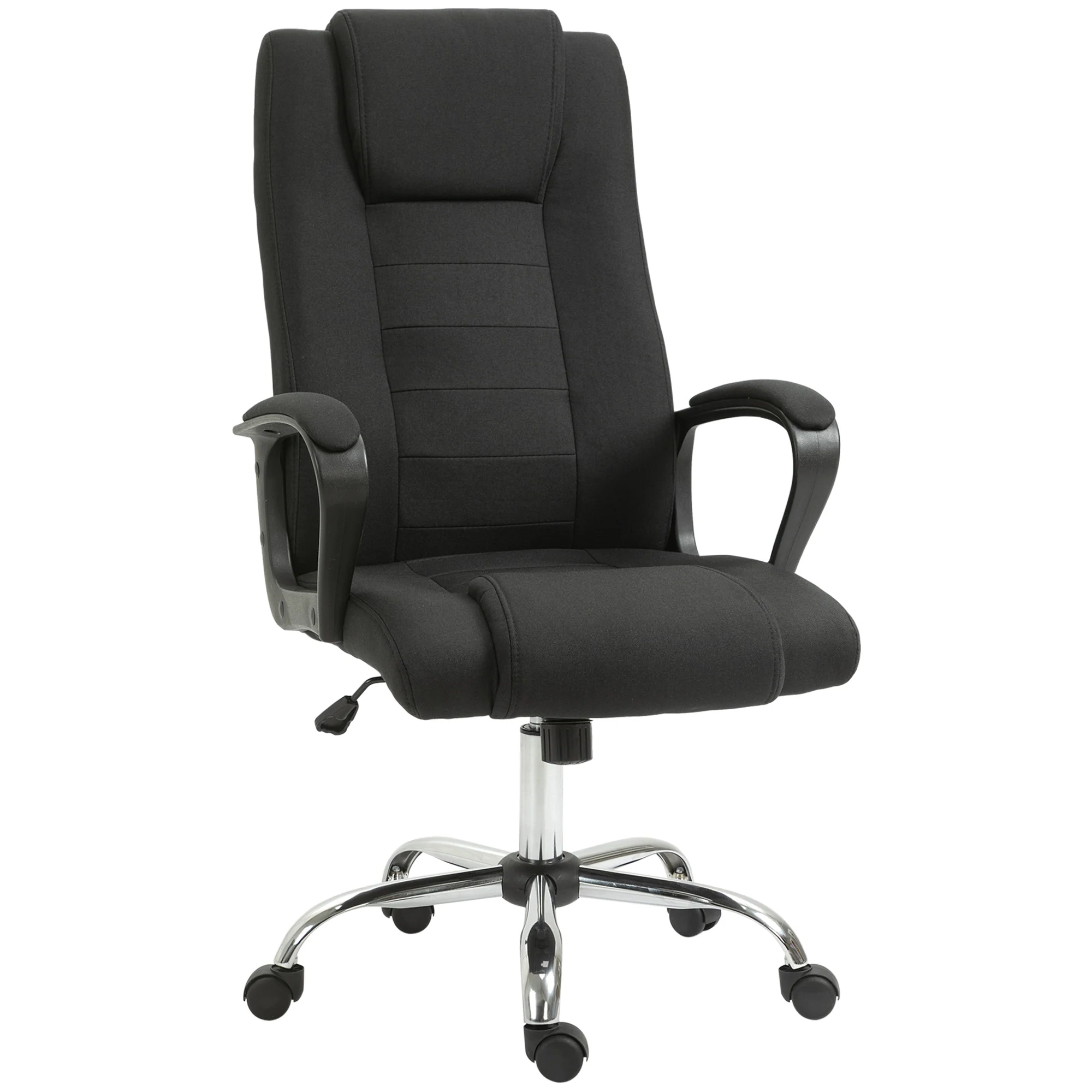 HOMCOM Fauteuil de bureau à roulettes chaise manager ergonomique pivotante hauteur réglable lin noir - Image 11