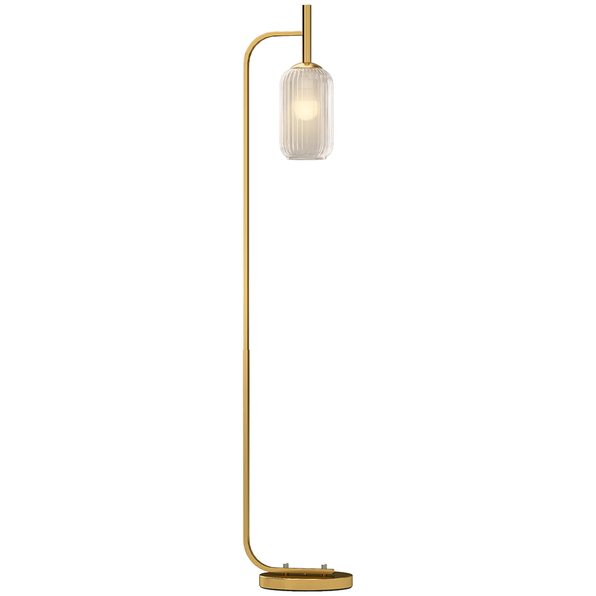 Lampada sur Socle Moderne avec Abat-Jour en Verre, Lampadaire avec Interrupteur à Pied pour Ampoules E27 LED, pour Salon, Chambre à Coucher et Bureau, 153cm, Or - Image 10