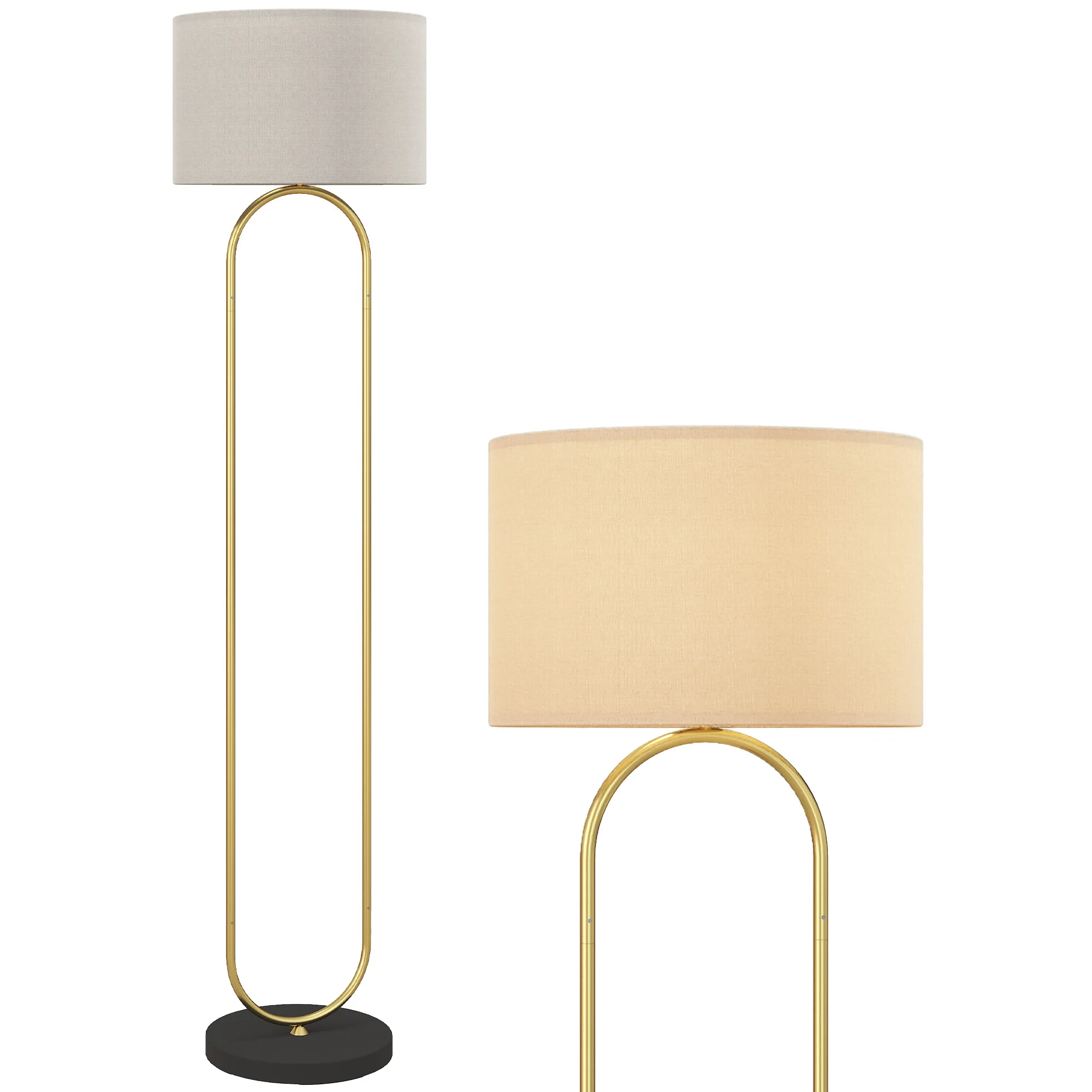 Lampadaire lampe sur pied de salon abat-jour en lin douille E27 style moderne lampadaire sur pied avec interrupteur pour salon et chambre 156 cm doré et noir - Image 11
