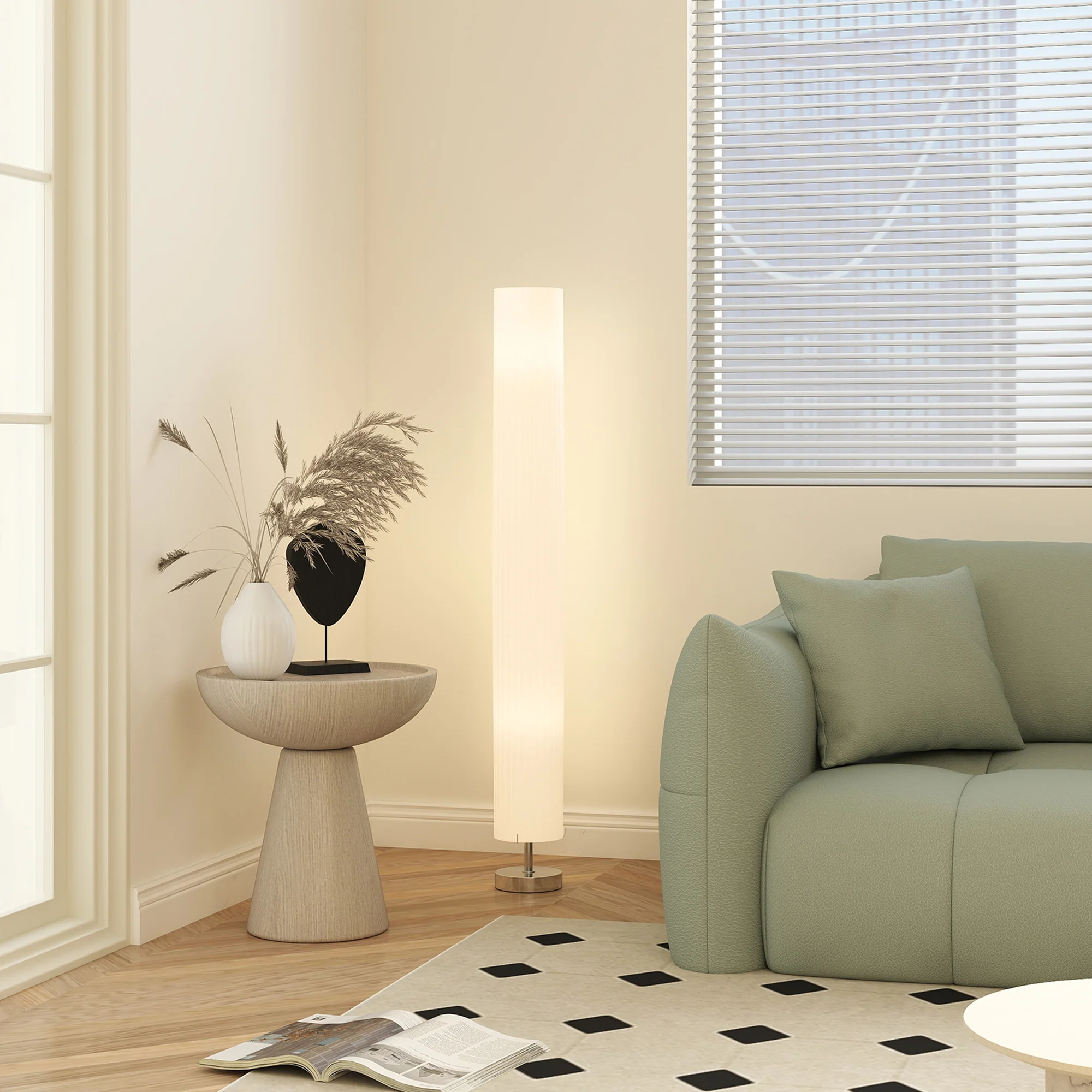 Lampadaire lampe sur pied de salon style moderne lampadaire sur pied avec interrupteur pour salon et chambre 120 cm blanc - Image 3