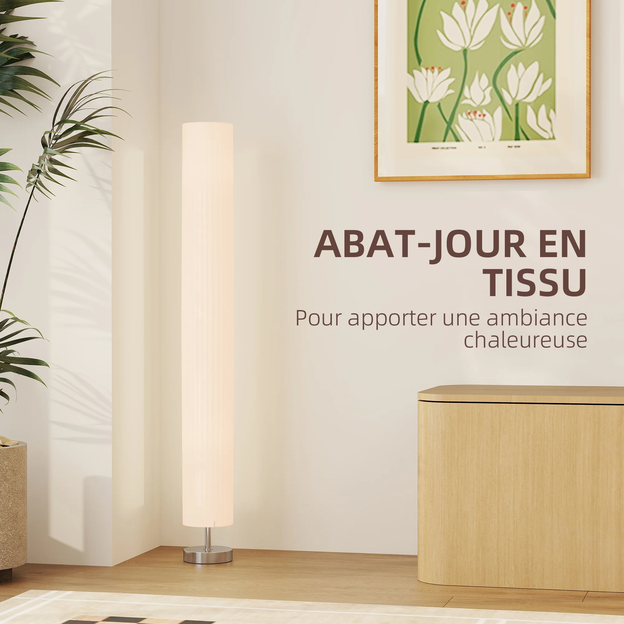 Lampadaire lampe sur pied de salon style moderne lampadaire sur pied avec interrupteur pour salon et chambre 120 cm blanc - Image 5