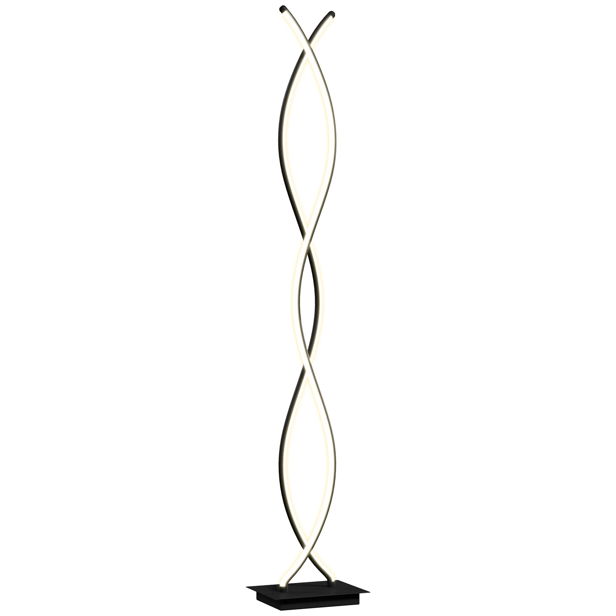 Lampadaire sur pied salon, lampe salon 3 niveaux de luminosité réglables, lampe sur pied moderne à double spirale avec interrupteur à pied, lampadaire salon, chambre à coucher, noir - Image 11