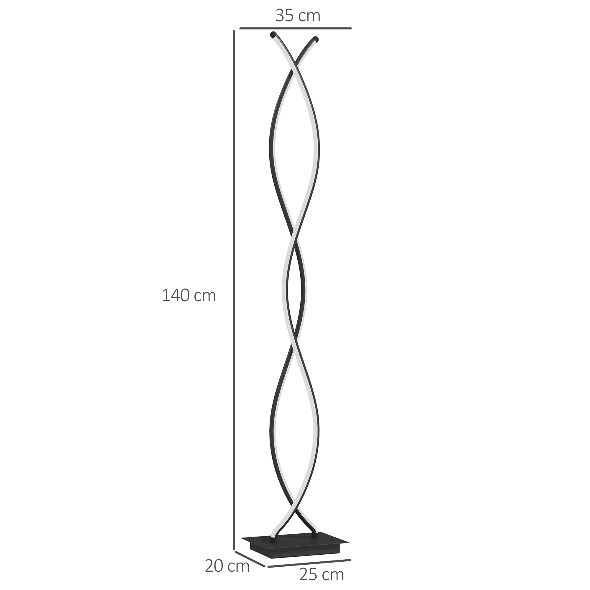 Lampadaire sur pied salon, lampe salon 3 niveaux de luminosité réglables, lampe sur pied moderne à double spirale avec interrupteur à pied, lampadaire salon, chambre à coucher, noir - Image 4