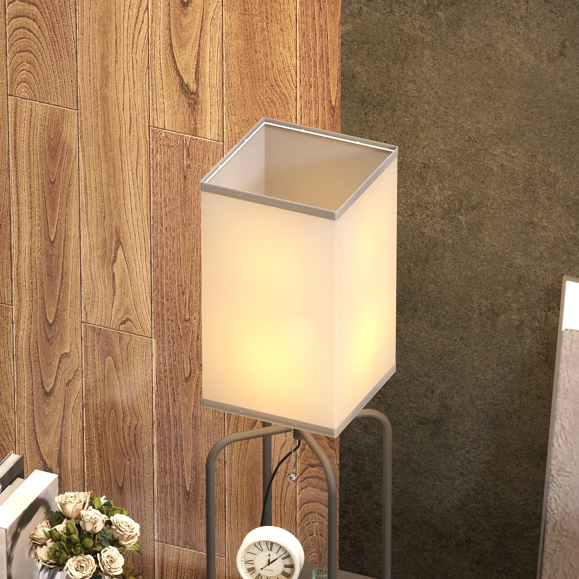 Lampadaire sur pied salon, lampe salon moderne, lampadaire avec étagères, abat-jour en tissu, interrupteur à cha?nette pour chambre à coucher, bureau, ampoule non incluse, noir - Image 10