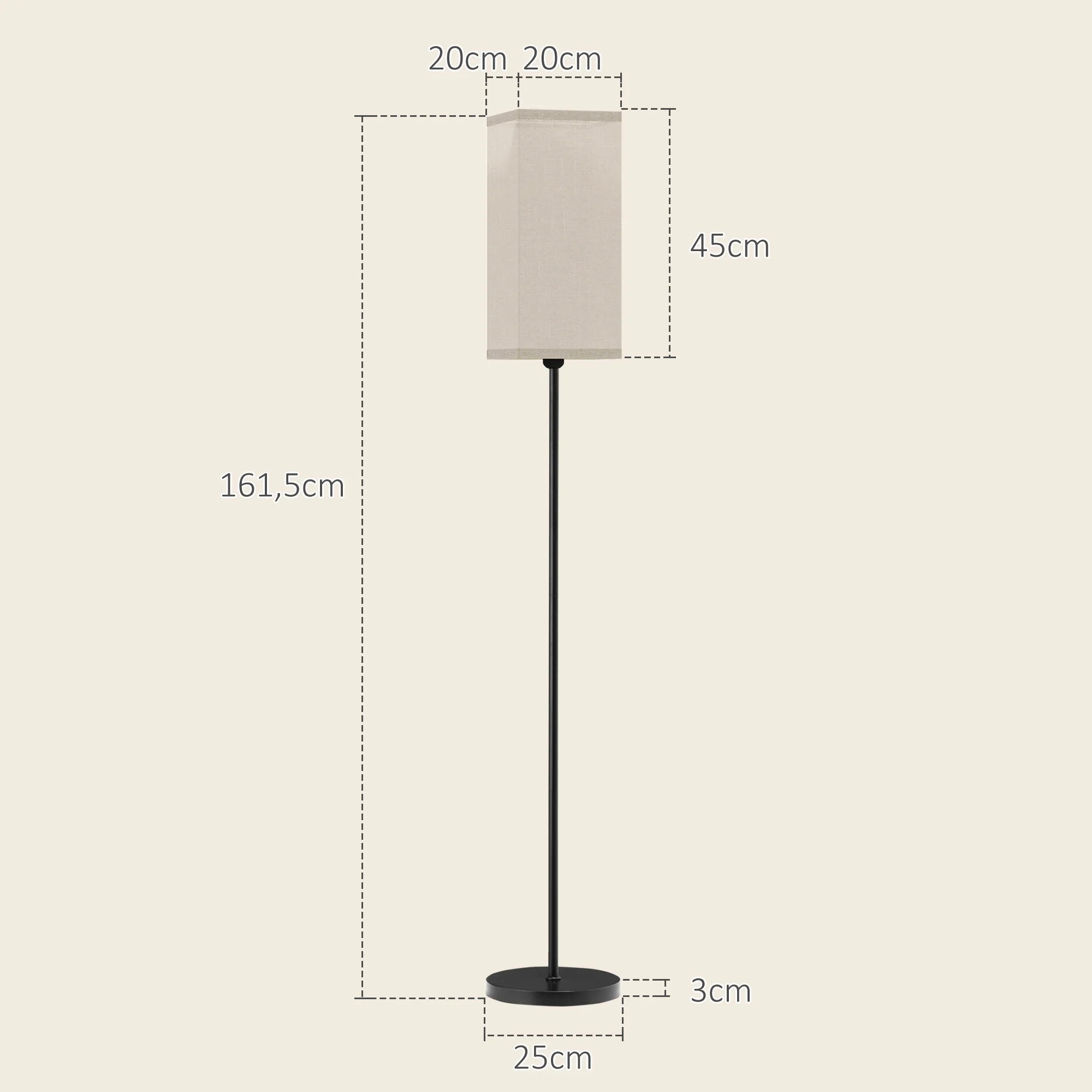 Lampadaire sur pied salon, lampe salon sur pied, avec abat-jour beige effet lin, interrupteur, pour chambre à coucher, noir - Image 4