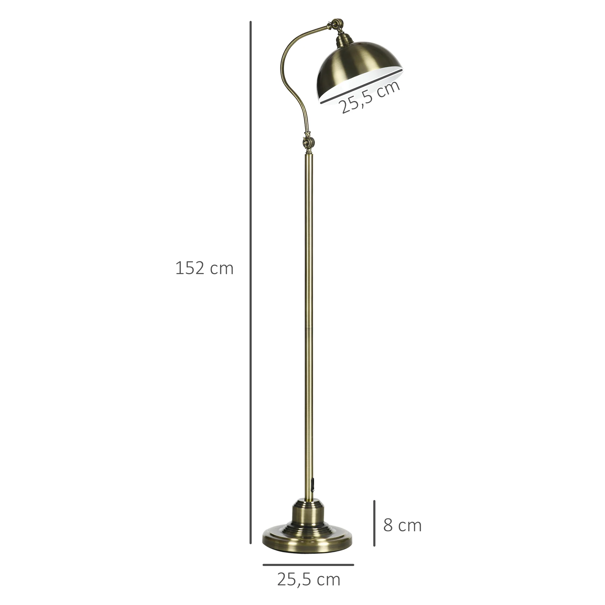 Lampadaire sur pied salon rotatif à 180°, lampadaire à arc avec abat-jour réglable, interrupteur, lampe sur pied E27, lampe de lecture en métal, pour salon, chambre, bureau, bronze - Image 4