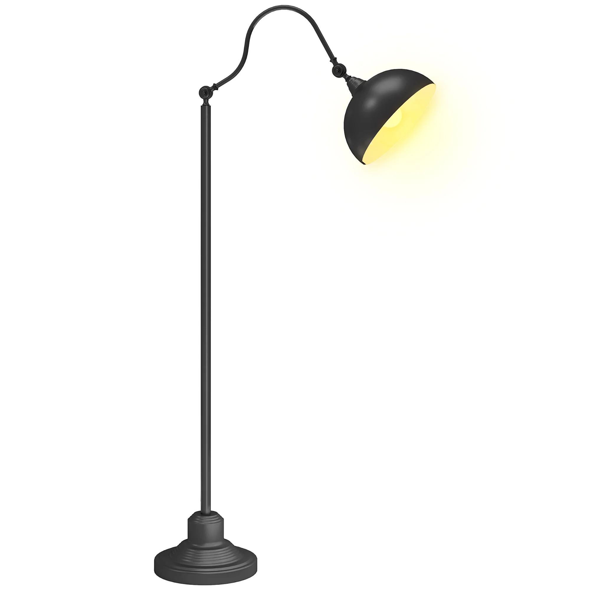 Lampadaire sur pied salon rotatif à 180°, lampadaire à arc avec abat-jour réglable, interrupteur, lampe sur pied E27, lampe de lecture en métal, pour salon, chambre, bureau, noir - Image 11
