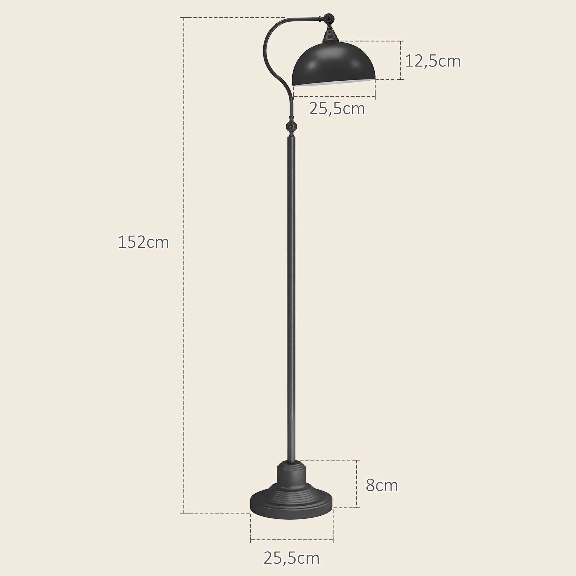 Lampadaire sur pied salon rotatif à 180°, lampadaire à arc avec abat-jour réglable, interrupteur, lampe sur pied E27, lampe de lecture en métal, pour salon, chambre, bureau, noir - Image 4