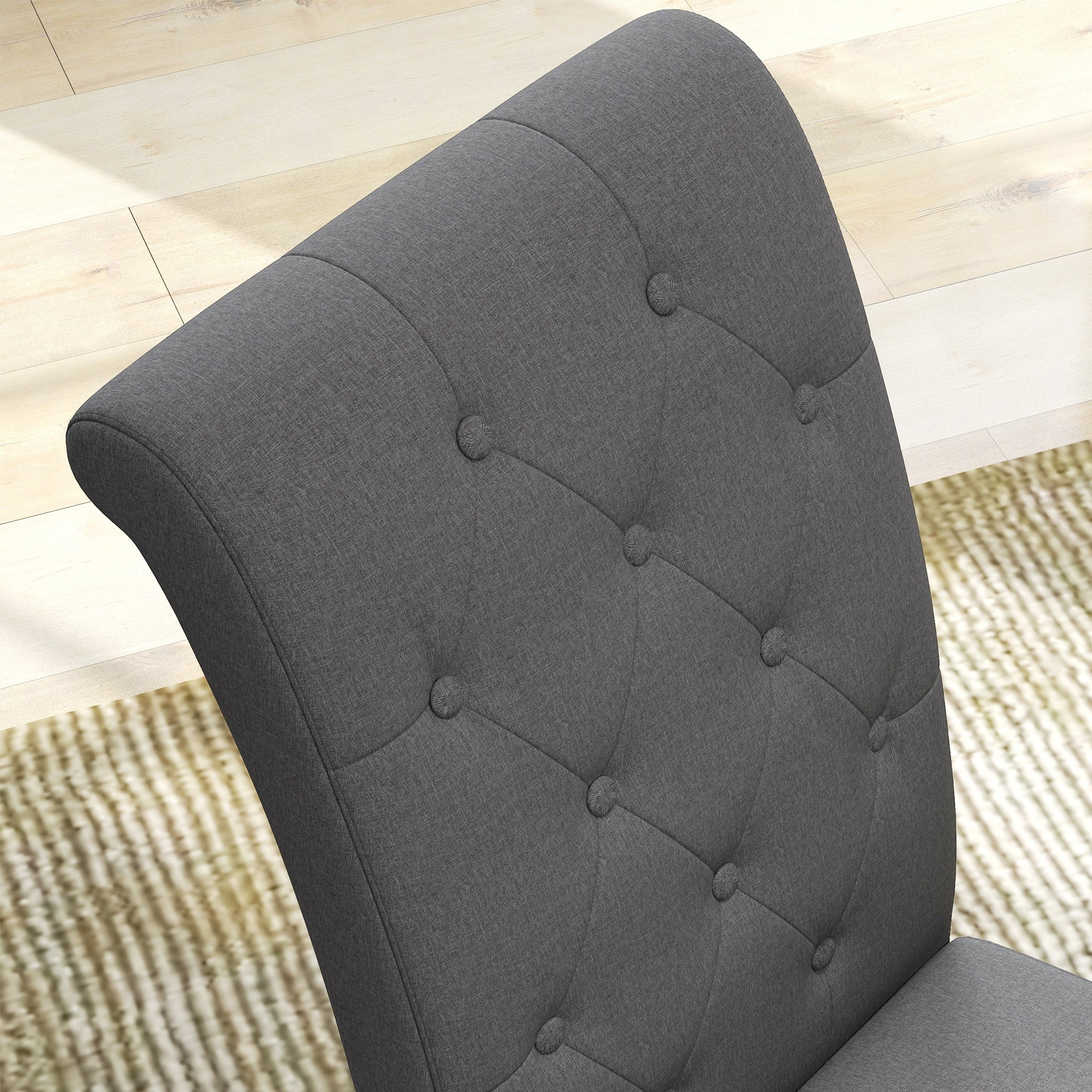 Lot de 2 chaises de Salle à Manger Chaise de cuicine Grand Confort Pieds en Bois Lin 47 x 61 x 101 cm gris foncé - Image 8