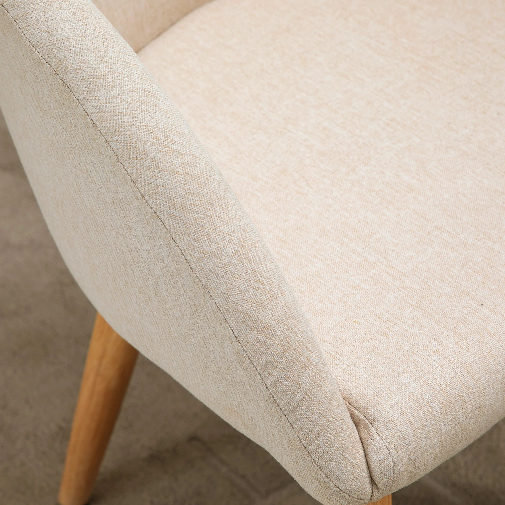 Lot de 2 chaises de salle à manger chaise de cuisine Design scandinave - Pieds inclinés effilés Bois Caoutchouc - Assise Dossier accoudoirs ergonomiques Aspect Lin Beige - Image 9