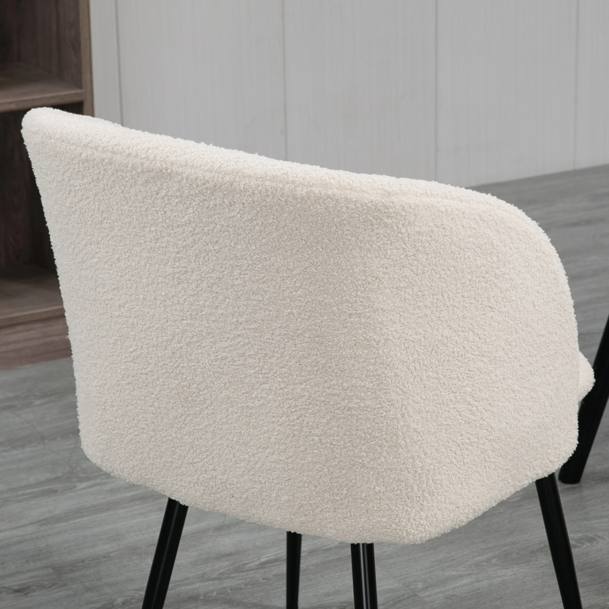 Lot de 2 chaises de salle à manger chaise de cuisine en tissu effet laine boucleé chaise de salon avec pieds en acier - 55 x 62 x 80 cm beige noir - Image 9