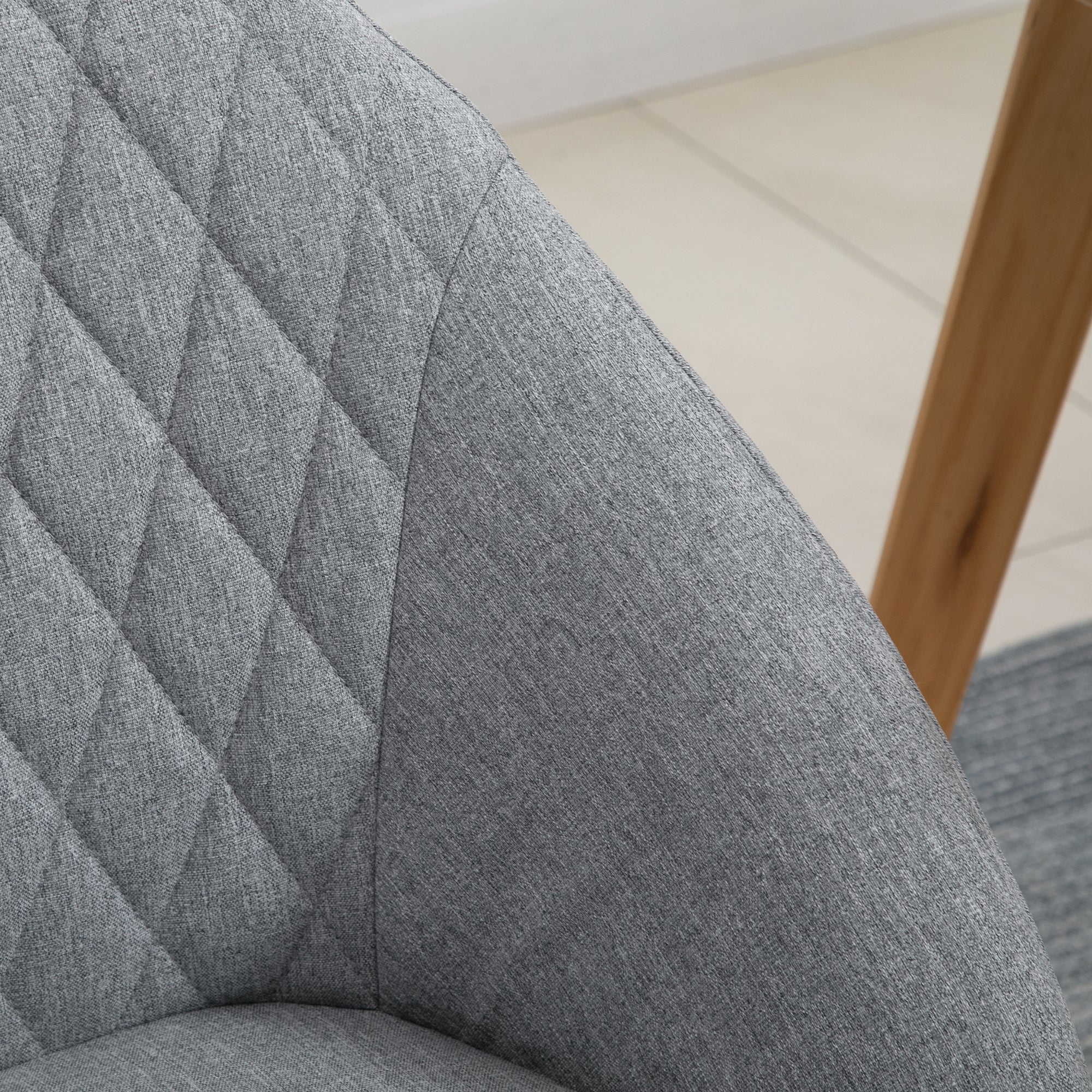 Lot de 2 Chaises de Salle à Manger Design scandinave - Pieds effilés Bois hêtre - Assise Dossier accoudoirs ergonomiques Lin Gris - Image 9