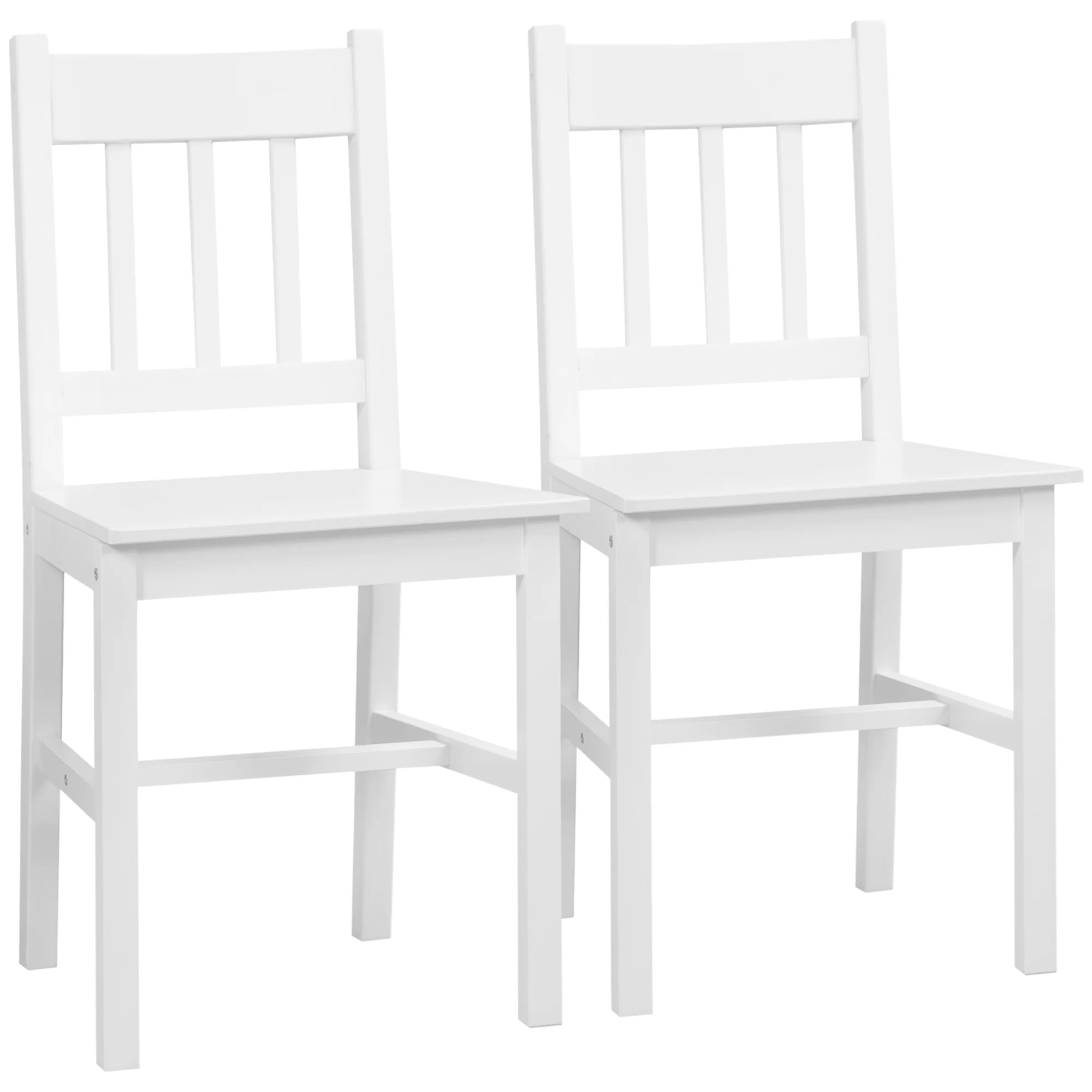 Lot de 2 chaises de salle à manger en bois massif, chaise de cuisine, dossier lattes, esprit campagne, pour salon, salle de séjour, cuisine, blanc - Image 2