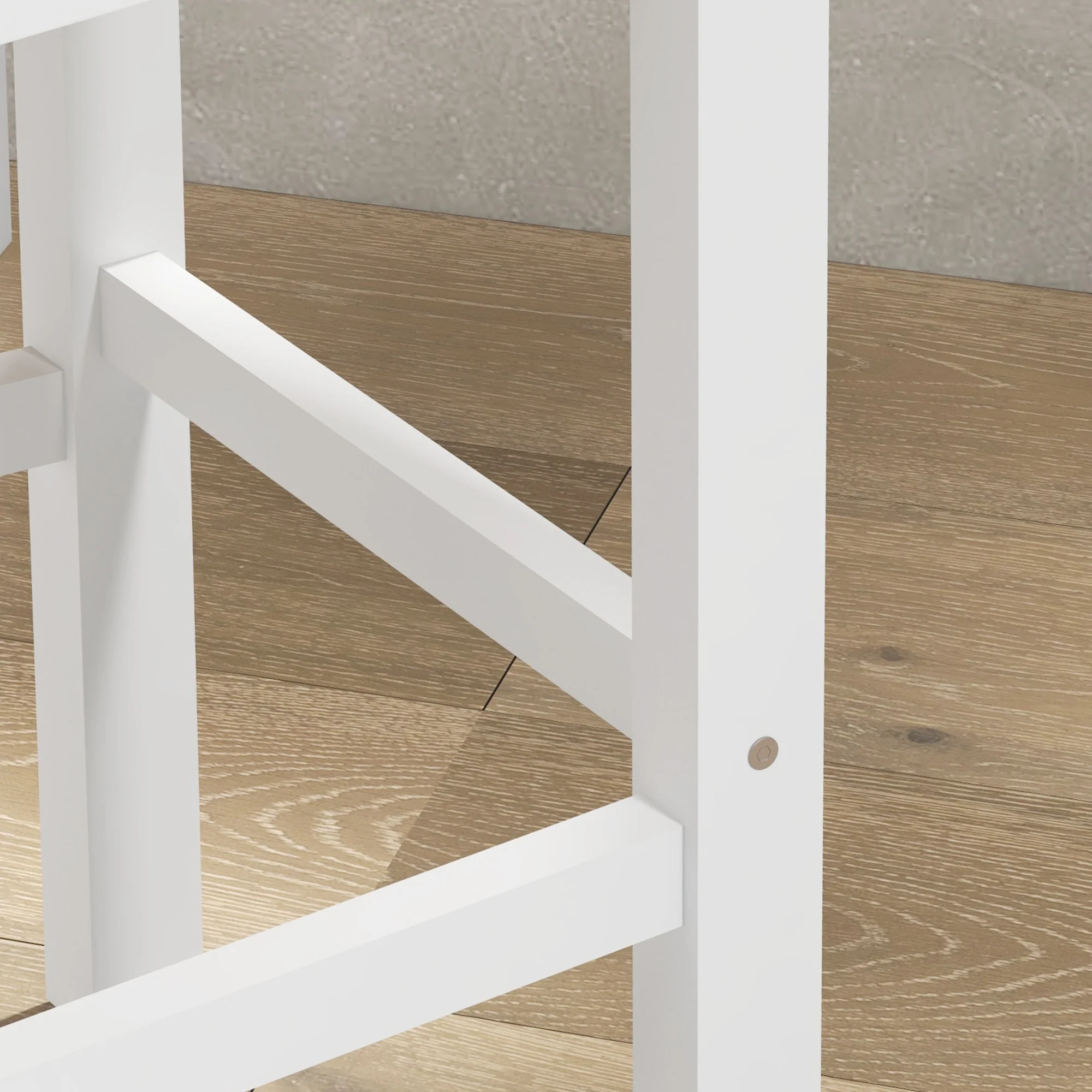 Lot de 2 chaises hautes, chaises de bar style campagne chic en bois hauteur 60 cm avec repose-pieds, dim. 41L x 46l x 97,5H cm blanc - Image 10