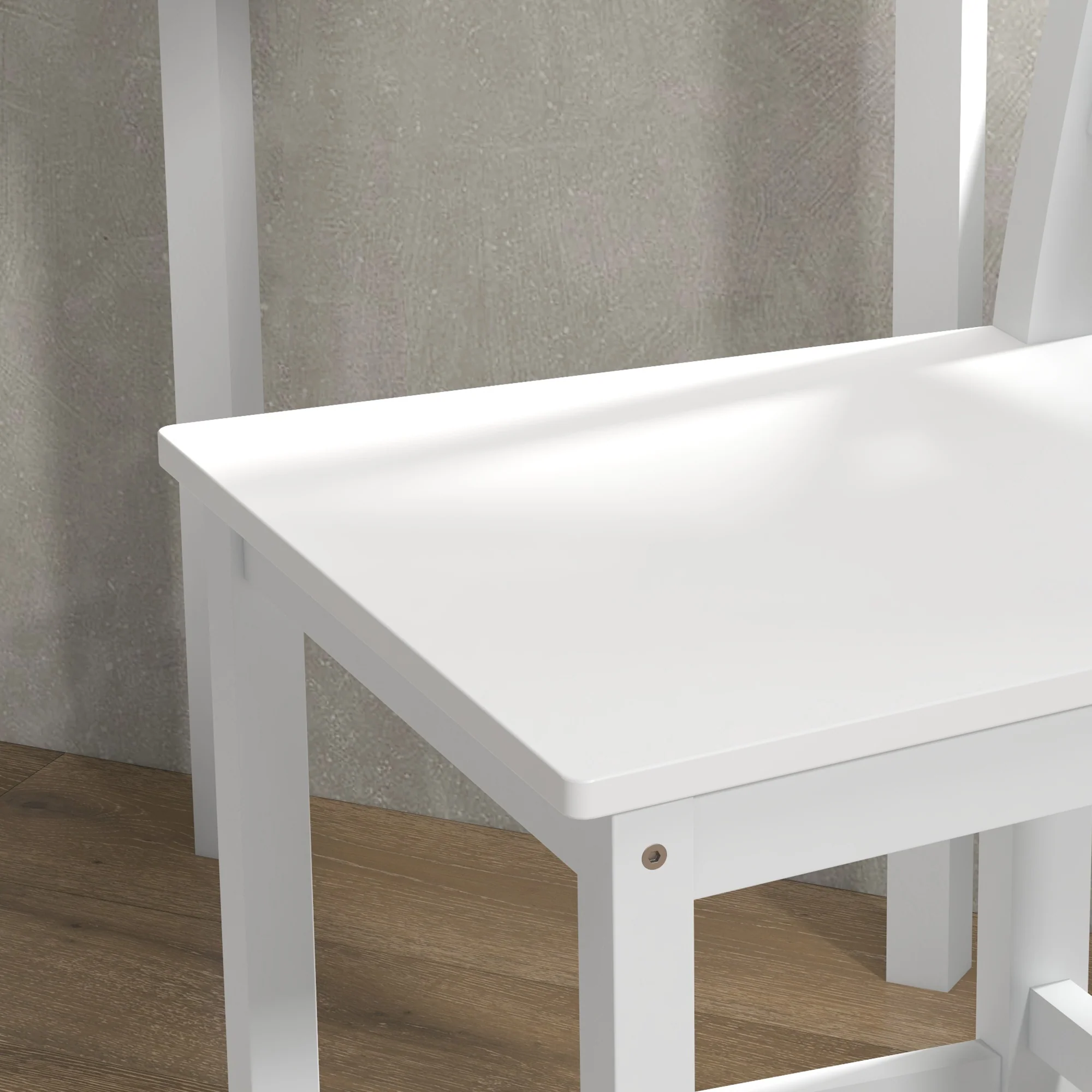 Lot de 2 chaises hautes, chaises de bar style campagne chic en bois hauteur 60 cm avec repose-pieds, dim. 41L x 46l x 97,5H cm blanc - Image 9