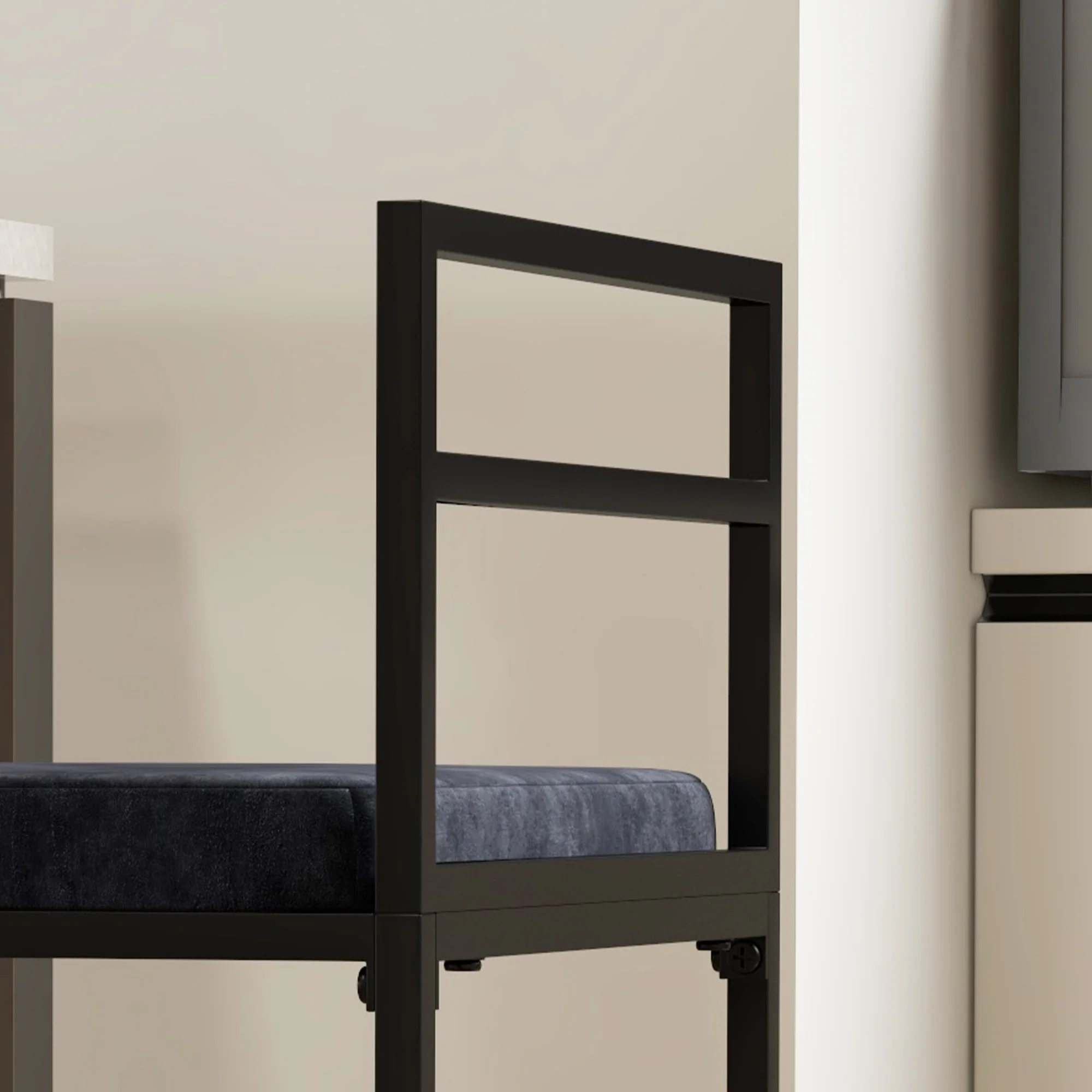 Lot de 2 chaises hautes, tabourets de bar, hauteur 74 cm, strucuture en acier, coussin d'assise en velours, repose-pieds, chaises de bar, style moderne élégant, noir - Image 8