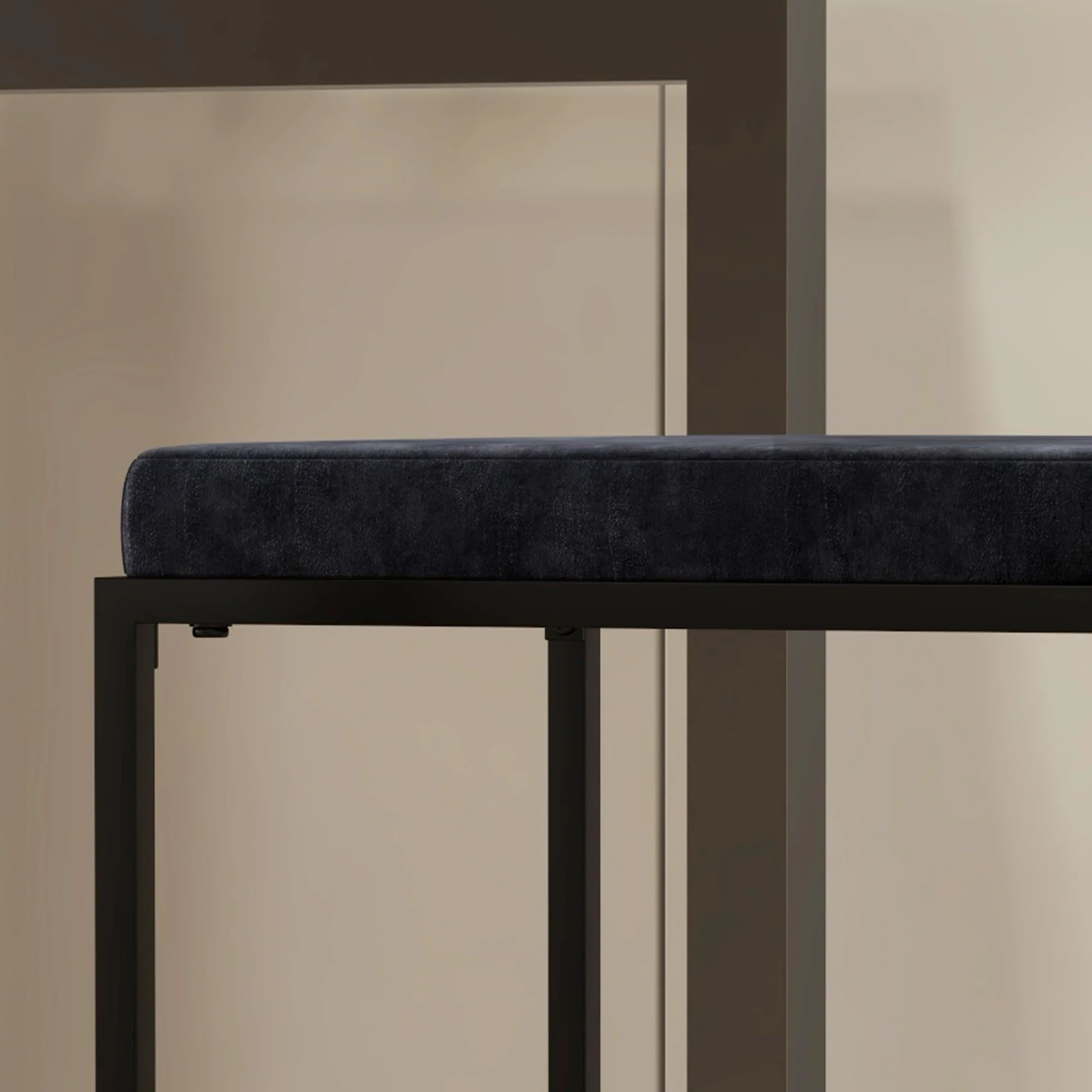 Lot de 2 chaises hautes, tabourets de bar, hauteur 74 cm, strucuture en acier, coussin d'assise en velours, repose-pieds, chaises de bar, style moderne élégant, noir - Image 9