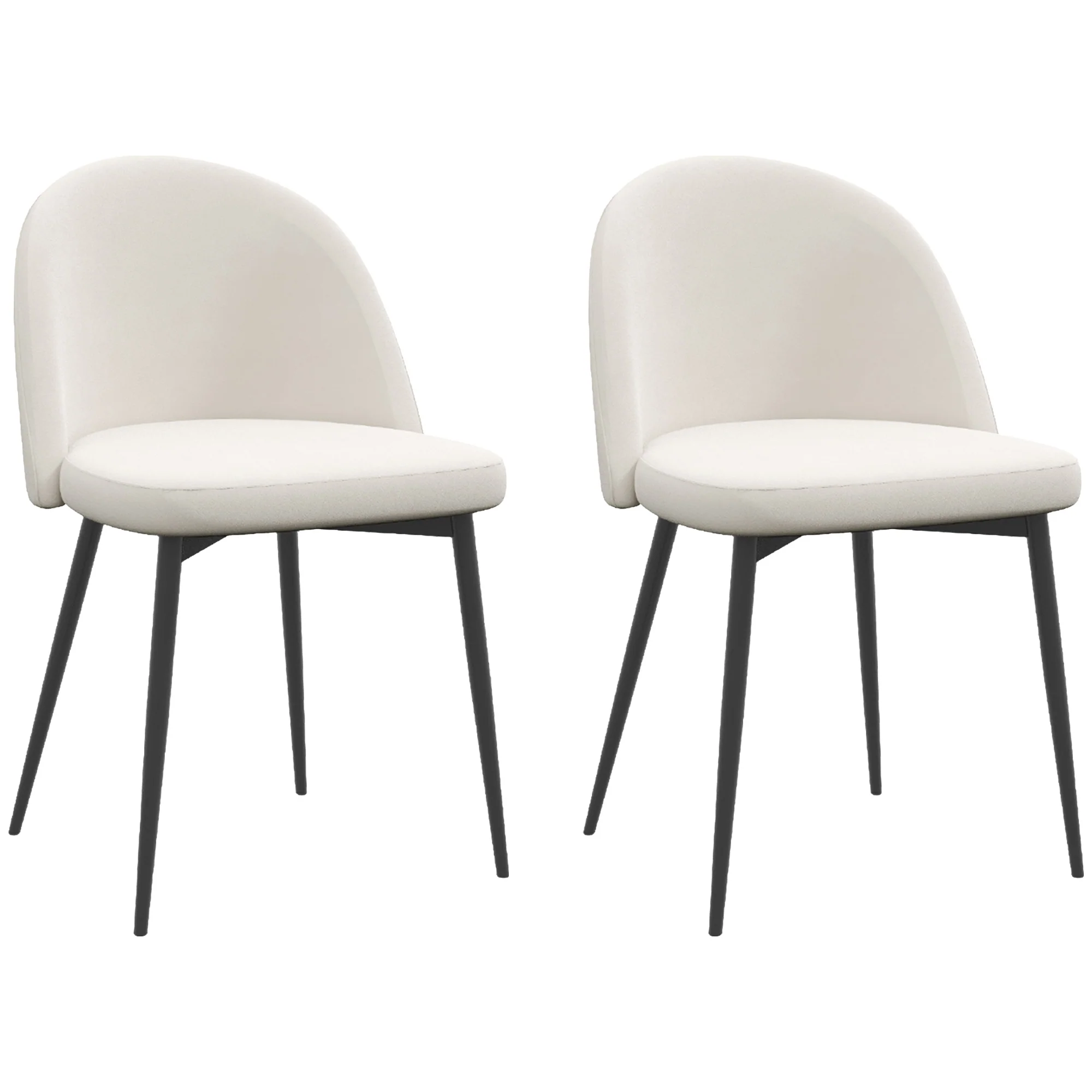Lot de 2 chaises salle à manger chaise de cuisine scandinave chaise en velours rembourrée avec pieds effilés en métal, pour salon, salle à manger, crème - Image 11