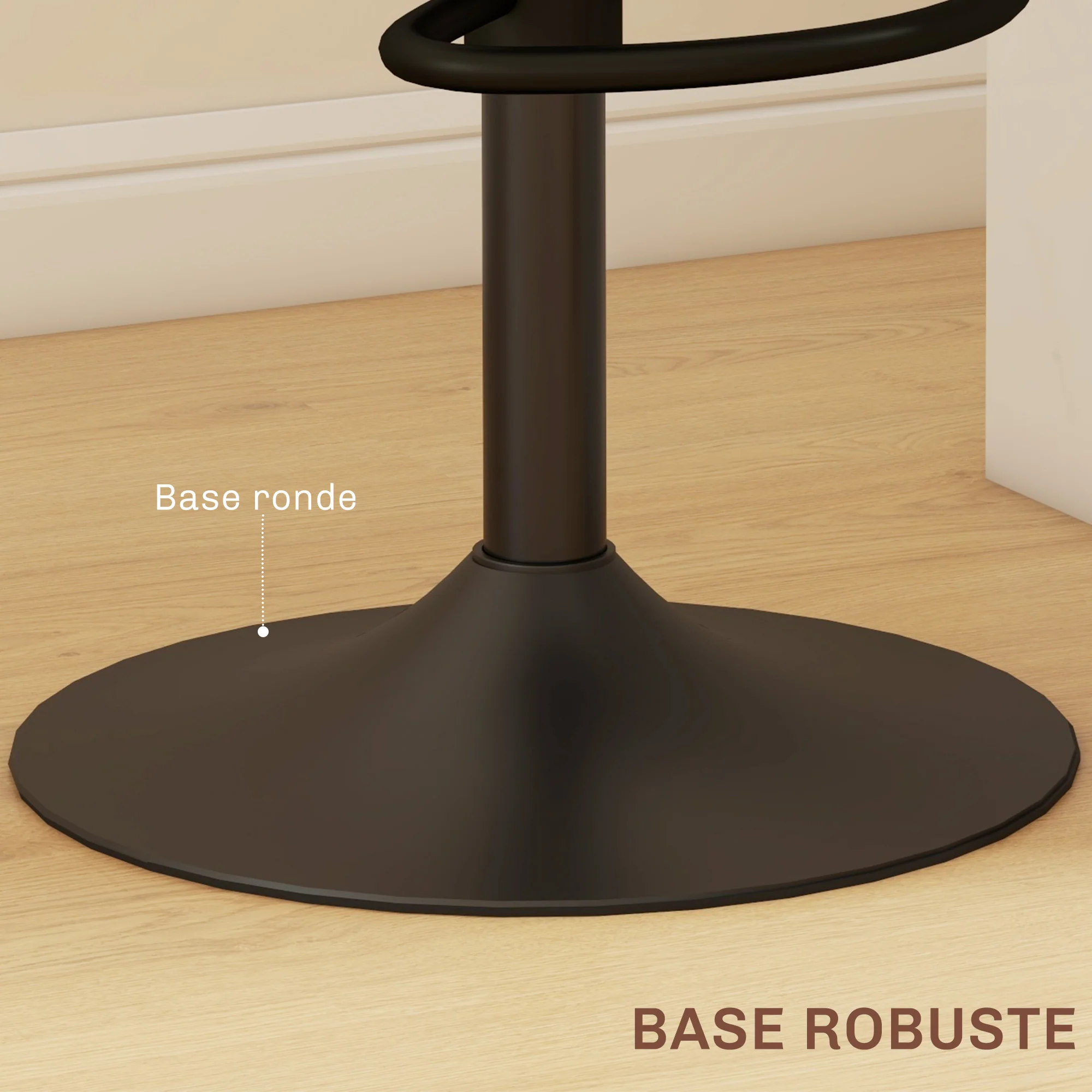 Lot de 2 tabourets de bar chaises de bar hauteur réglable avec dossier en rotin et repose-pieds, tabouret haut moderne, structure bois revêtement synthétique marron - Image 7
