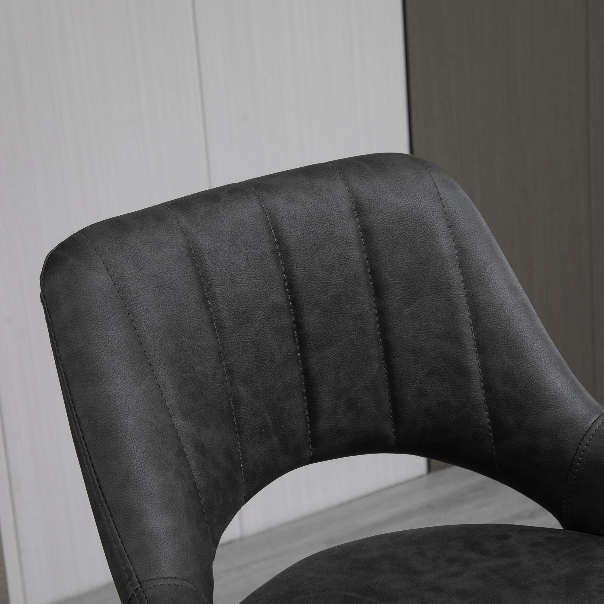 Lot de 2 tabourets de bar design contemporain avec repose-pieds hauteur réglable et pivotant - revêtement synthétique - pied métal noir - Image 9