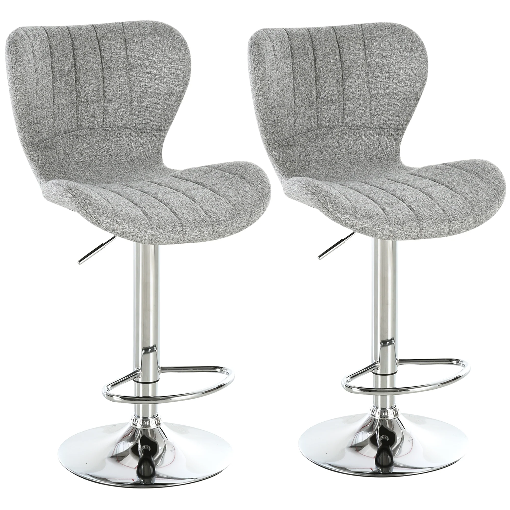 Lot de 2 Tabourets de Bar Design Contemporain Hauteur d'assise réglable 59-81 cm pivotant 360° Lin Gris - Image 11