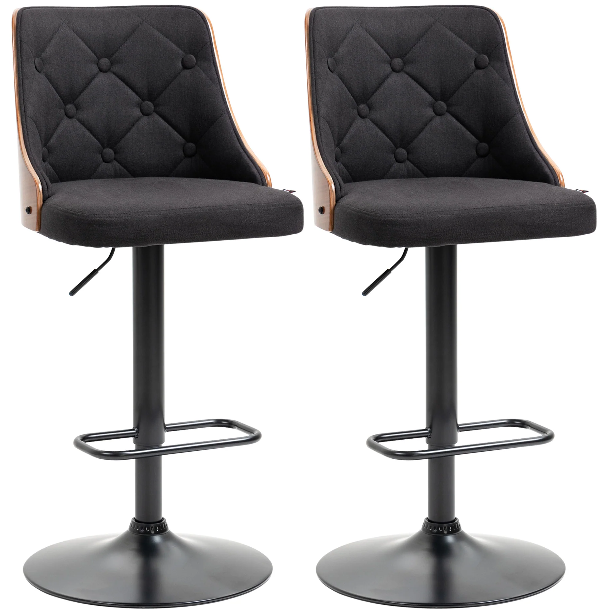 Lot de 2 tabourets de bar Réglable en Hauteur Rotatif sur 360°, Chaise Bar Haute avec Repose-pieds, tissu capitonné - Image 11