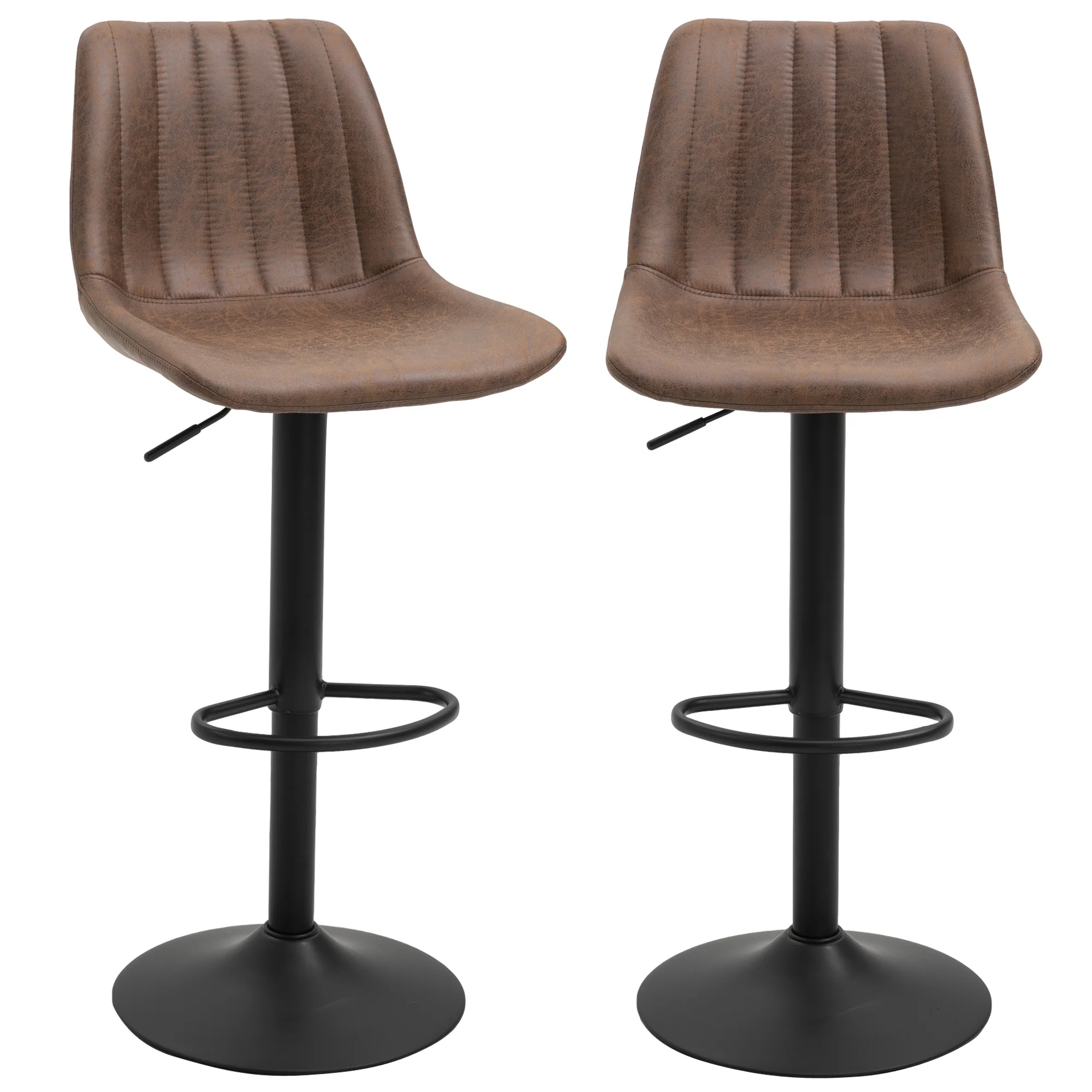 Lot de 2 tabourets de bar tabouret haut style vintage hauteur réglable pivotant avec repose-pied marron - Image 11