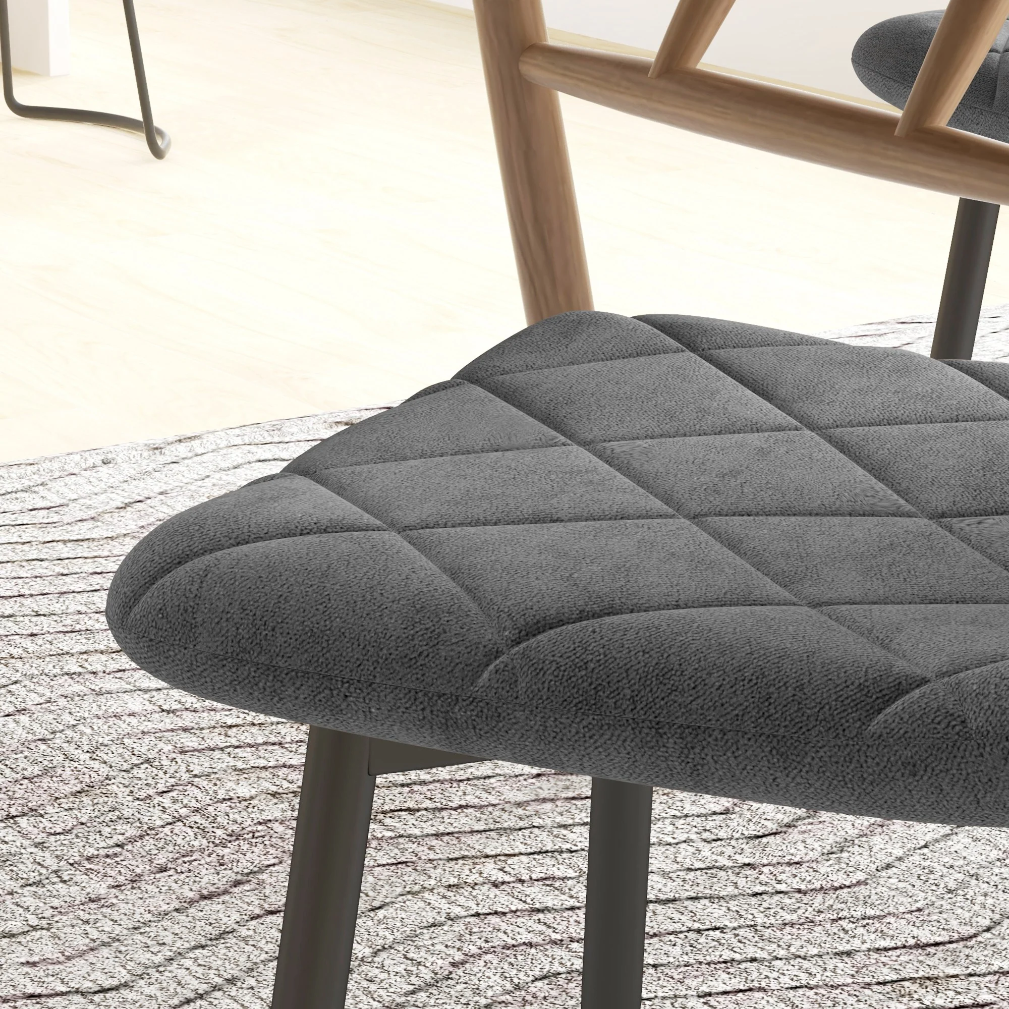 Lot de 4 chaises de salle à manger, chaises de cuisine rembourrées avec dossier haut, pieds en acier et tissu effet velours, pour salon, chambre, cuisine, gris - Image 10
