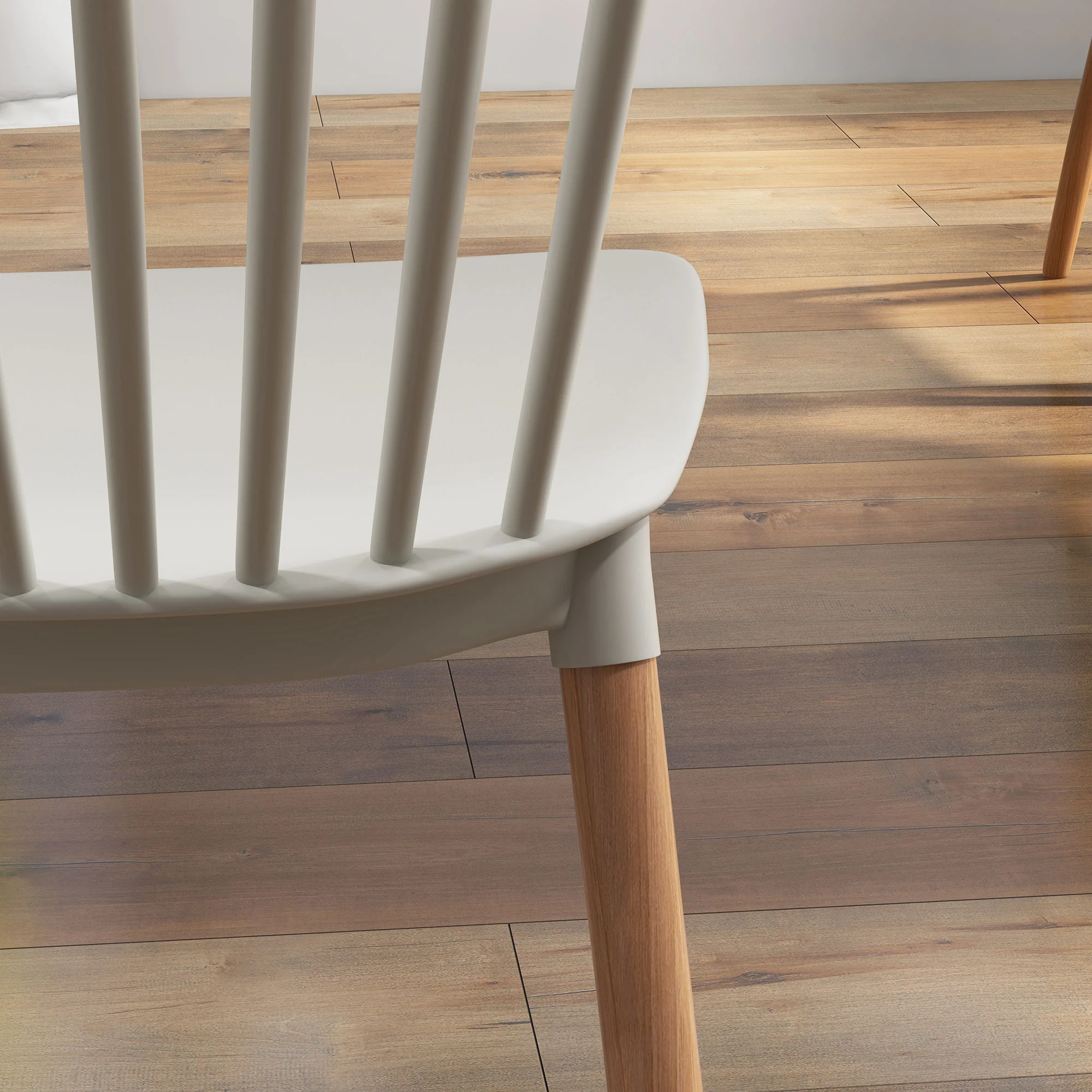 Lot de 4 chaises de salle à manger, chaises de cuisine, style scandinave, dossier haut, assise en polypropylène, pieds en hêtre, pour salon, chambre, cuisine, bureau, gris - Image 10