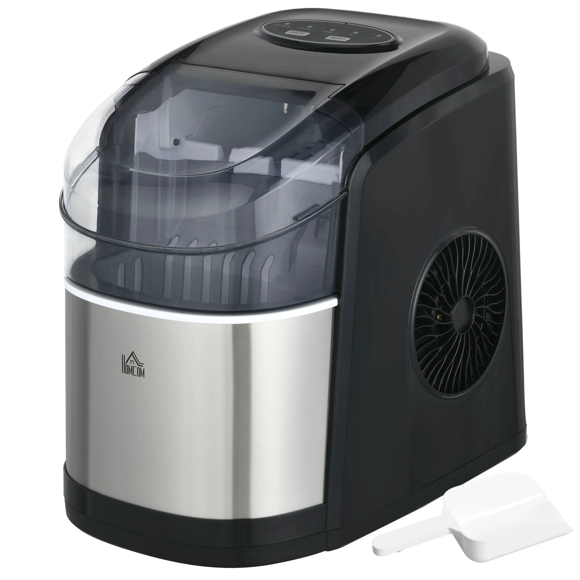 Machine à gla?ons 12kg en 24h, Machine Glacon autonettoyant, capacité réservoir 1,8 L, Affichage LED, pelle et panier inclus, en acier Inox pour Maison, Cuisine, Bar