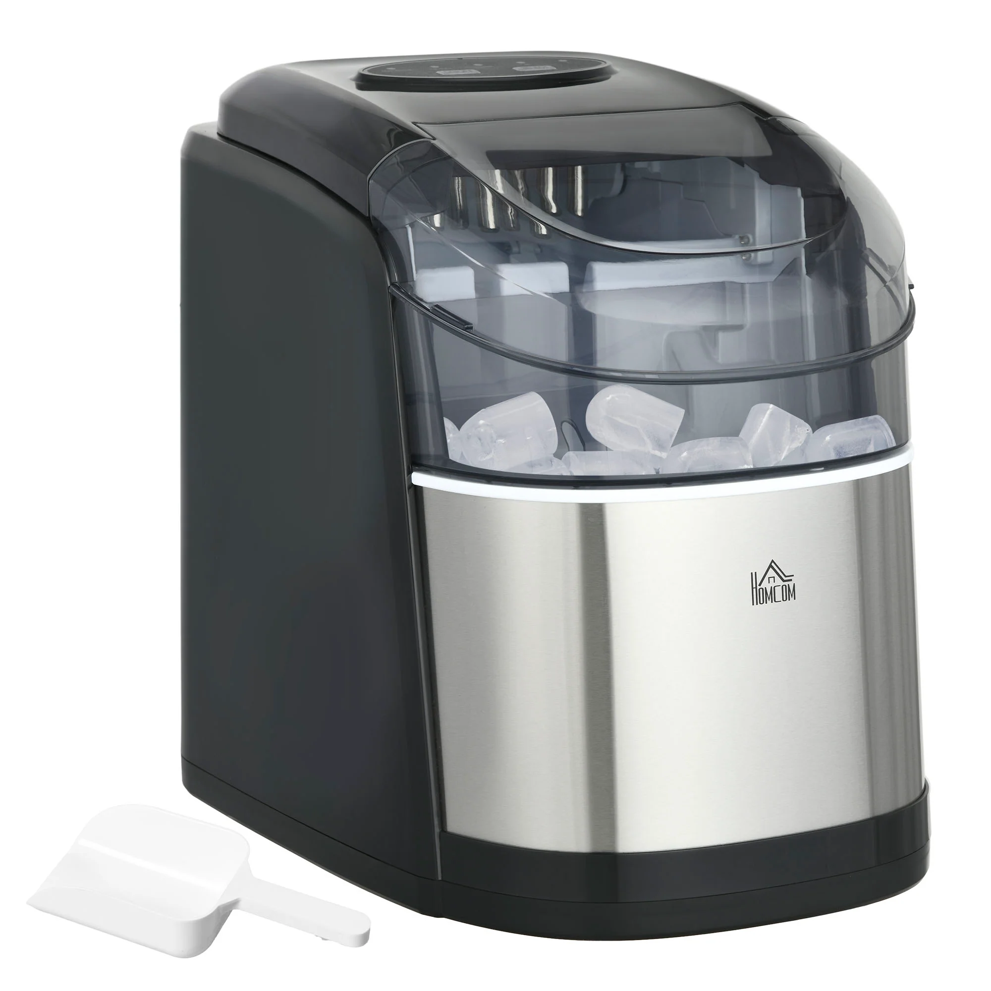 Machine à gla?ons 12kg en 24h, Machine Glacon autonettoyant, capacité réservoir 1,8 L, Affichage LED, pelle et panier inclus, en acier Inox pour Maison, Cuisine, Bar - Image 2