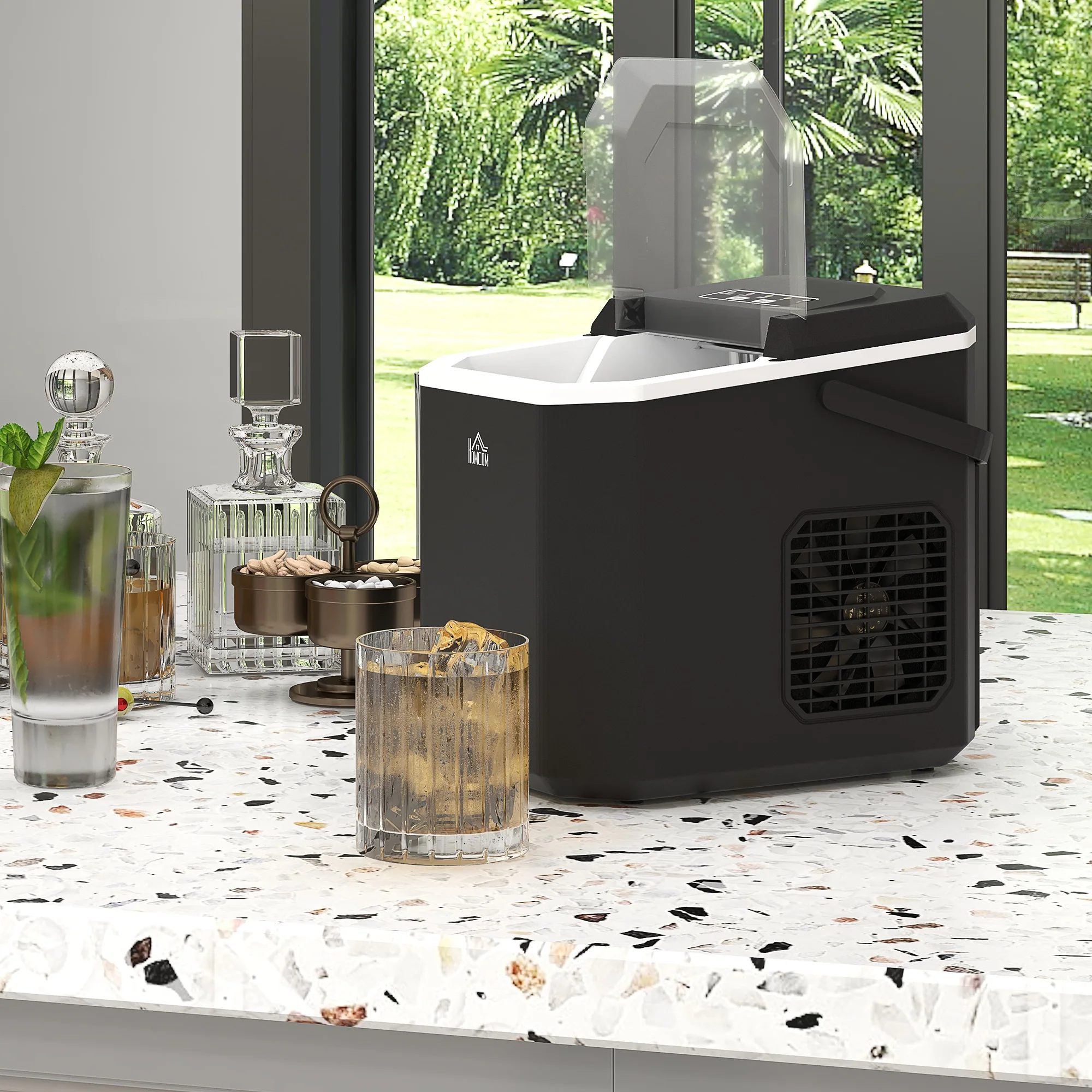 Machine à glaçons autonettoyante, 12kg en 24h, 9 glaçons en 6-13 minutes, ice maker Portable Avec Poignée, panier et pelle, pour la maison/cuisine/camping, noir - Image 10